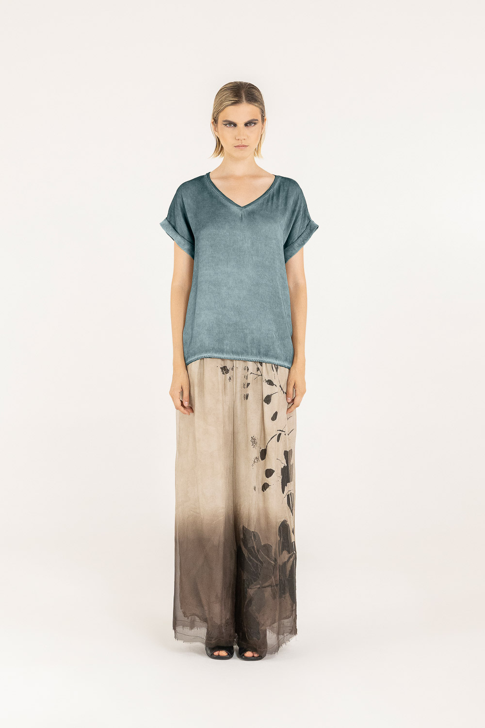 Sanctamuerte T-Shirt TShirt Scollo a V Shirt V-Ausschnitt Viskose