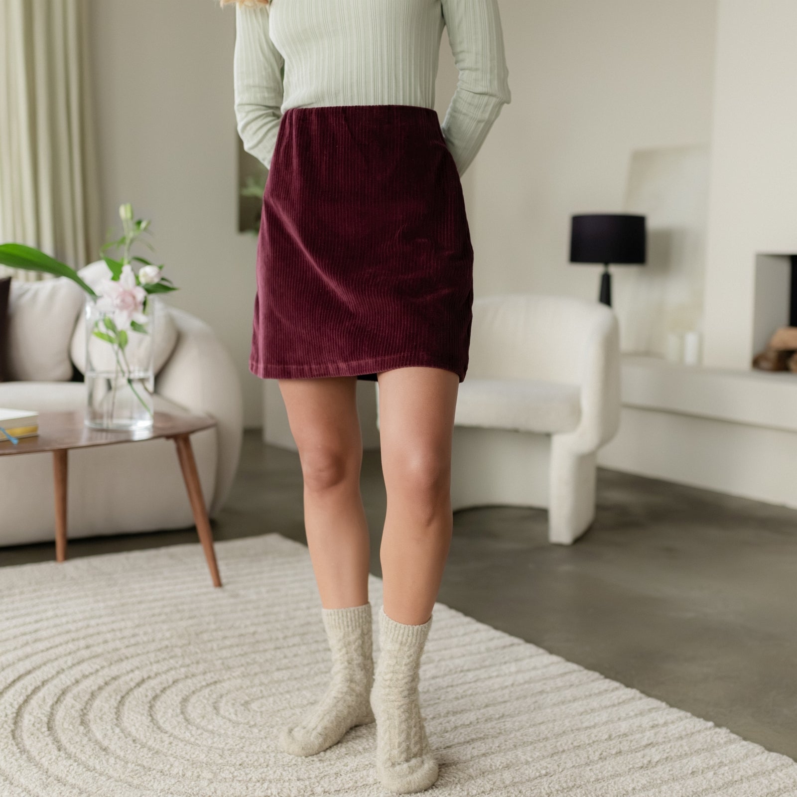 NORDLICHT Jersey Cordrock Rosa Damen Cherry Bio-Baumwolle