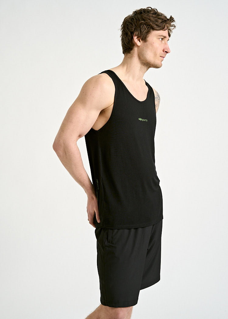 Wijld Peter Sport Tank Top Herren Schwarz Grün Lyocell