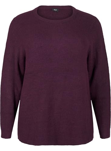 Zizzi Strickpullover Rippenstrick Rundhals Schwarz 50-52