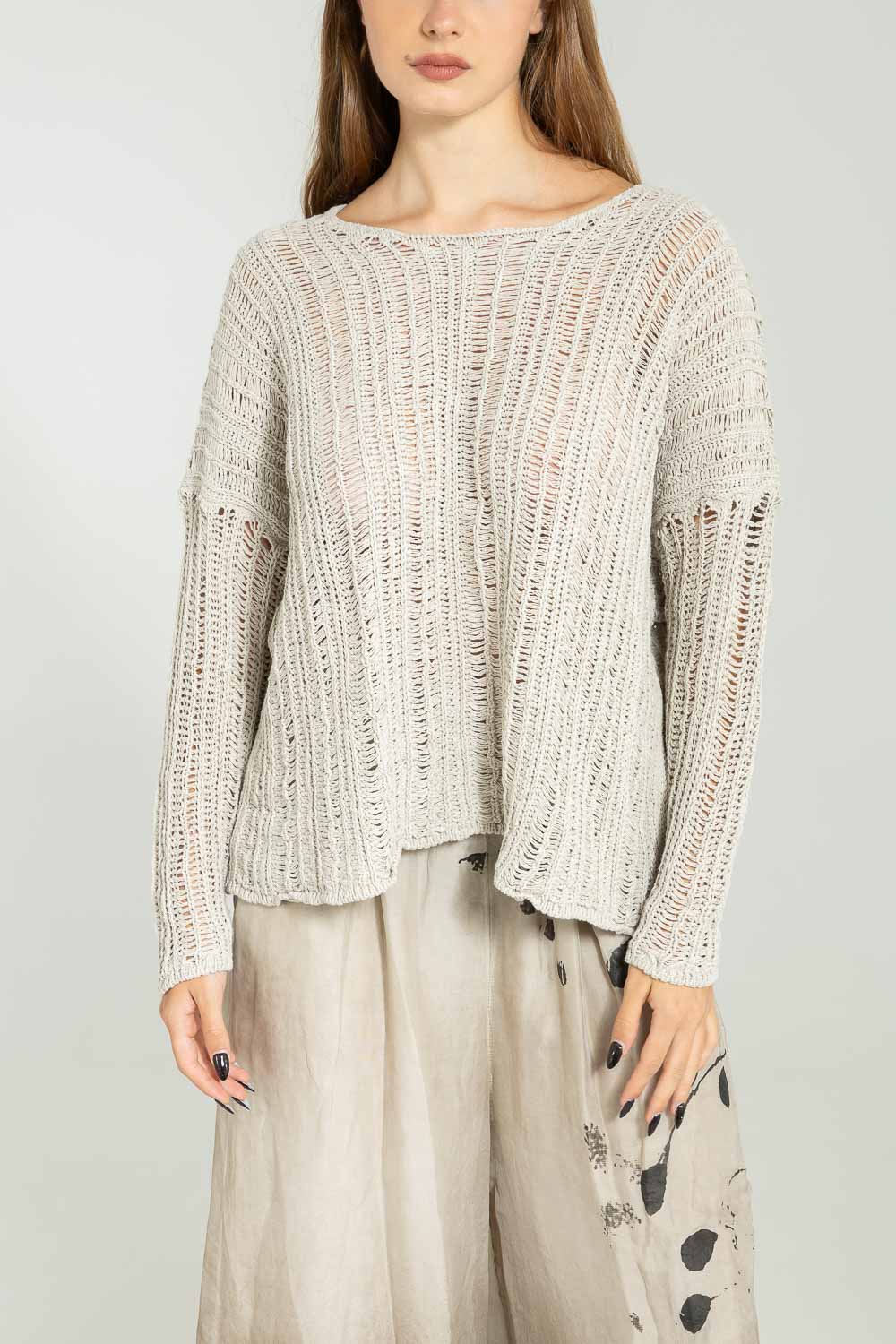 Sanctamuerte Maglieria Pullover Rundhals Baumwolle Weit