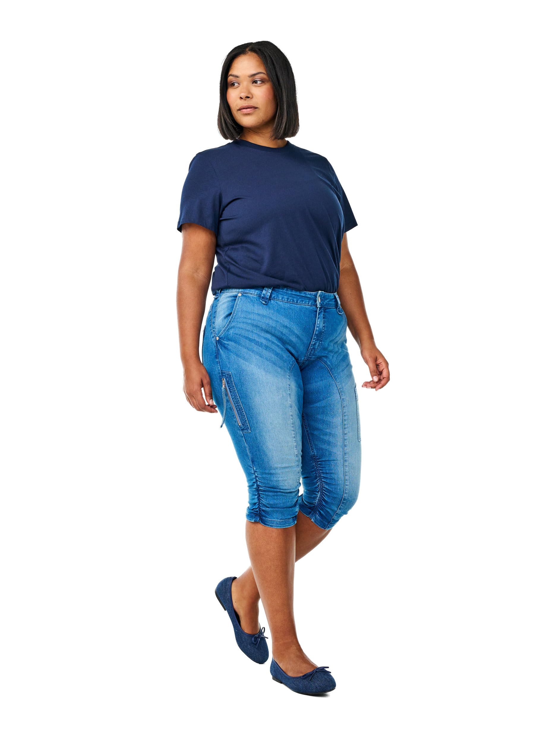 Zizzi Jeans Capri-Jeans Slim Fit 3/4 Dark Blue Denim Gr. 44