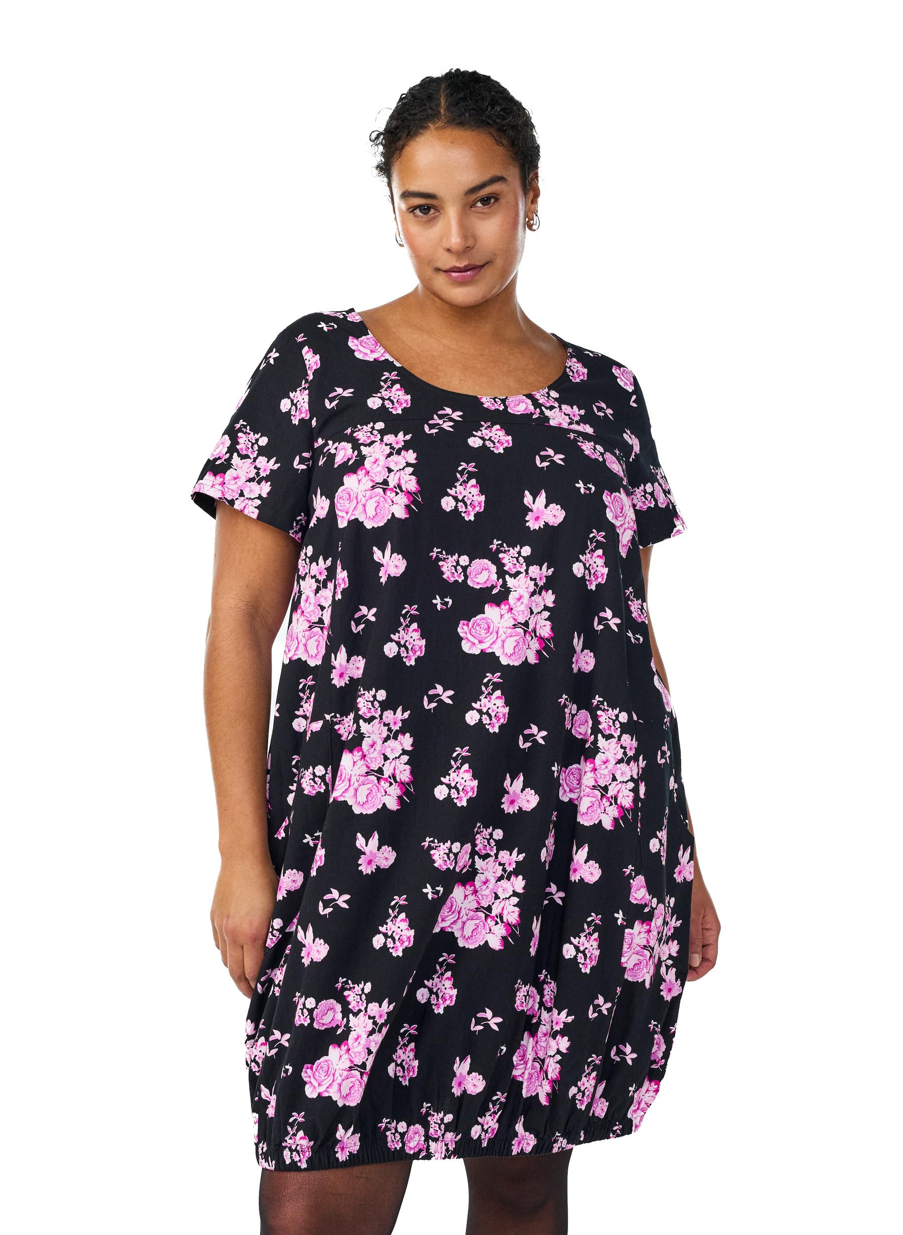 Zizzi Kleid Kurzarm Print Gr. 42-56 Große Größen Sommer