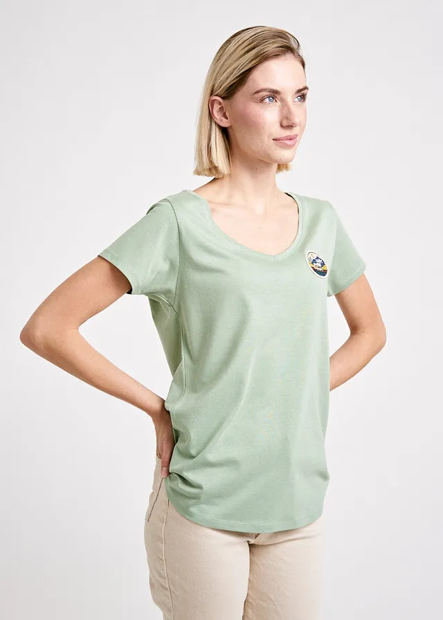 Wijld Caravan V-Shirt Damen Holz V-Ausschnitt