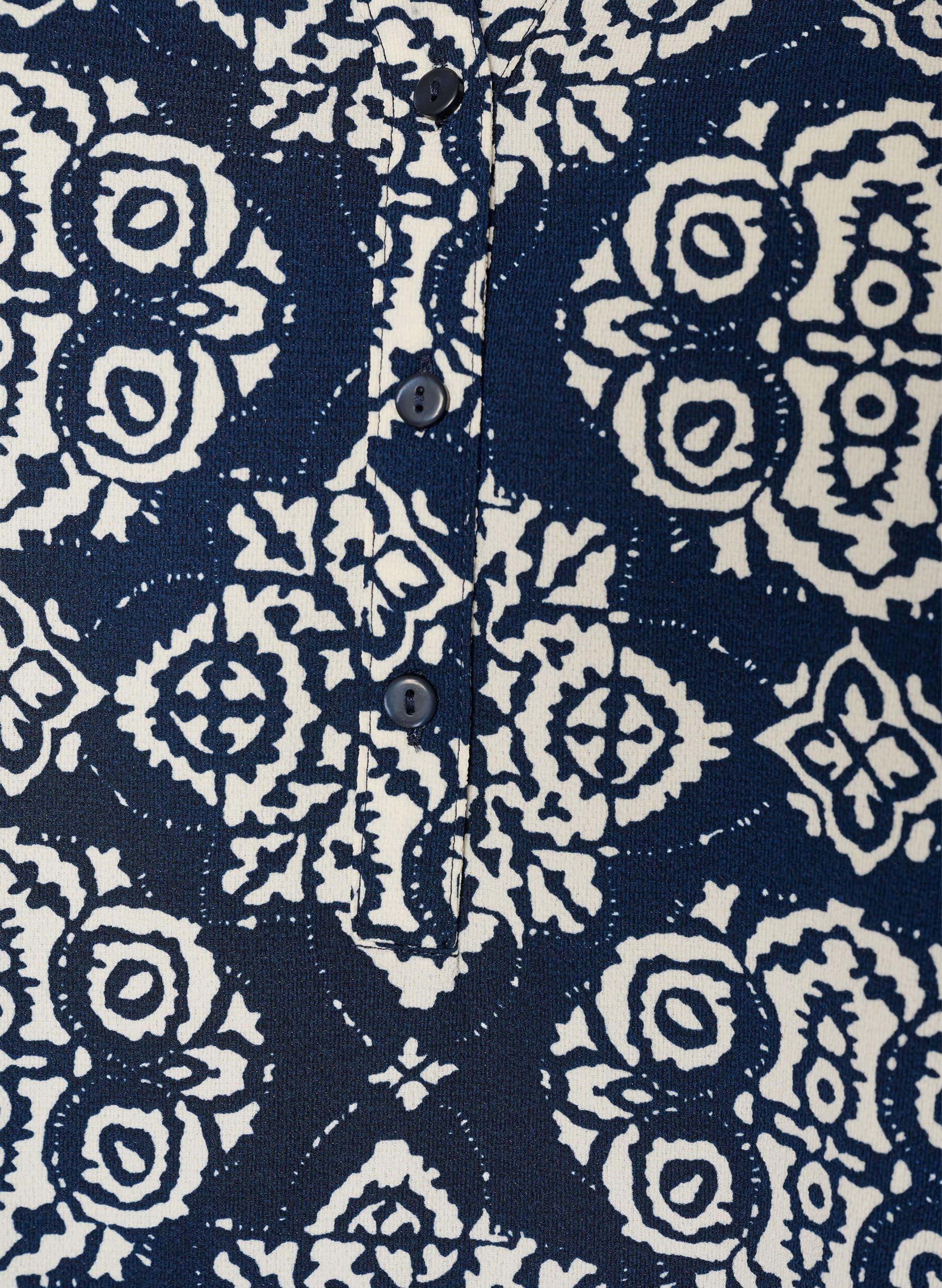 Zizzi Bluse Kurzarm V-Ausschnitt Navy Blazer Große Größen