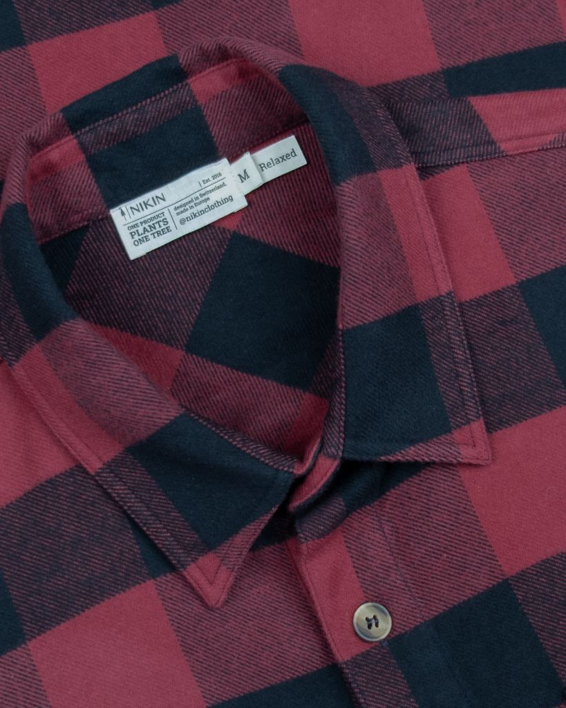NIKIN TreePlanter Overshirt Check Hemd Deep Maroon-Black