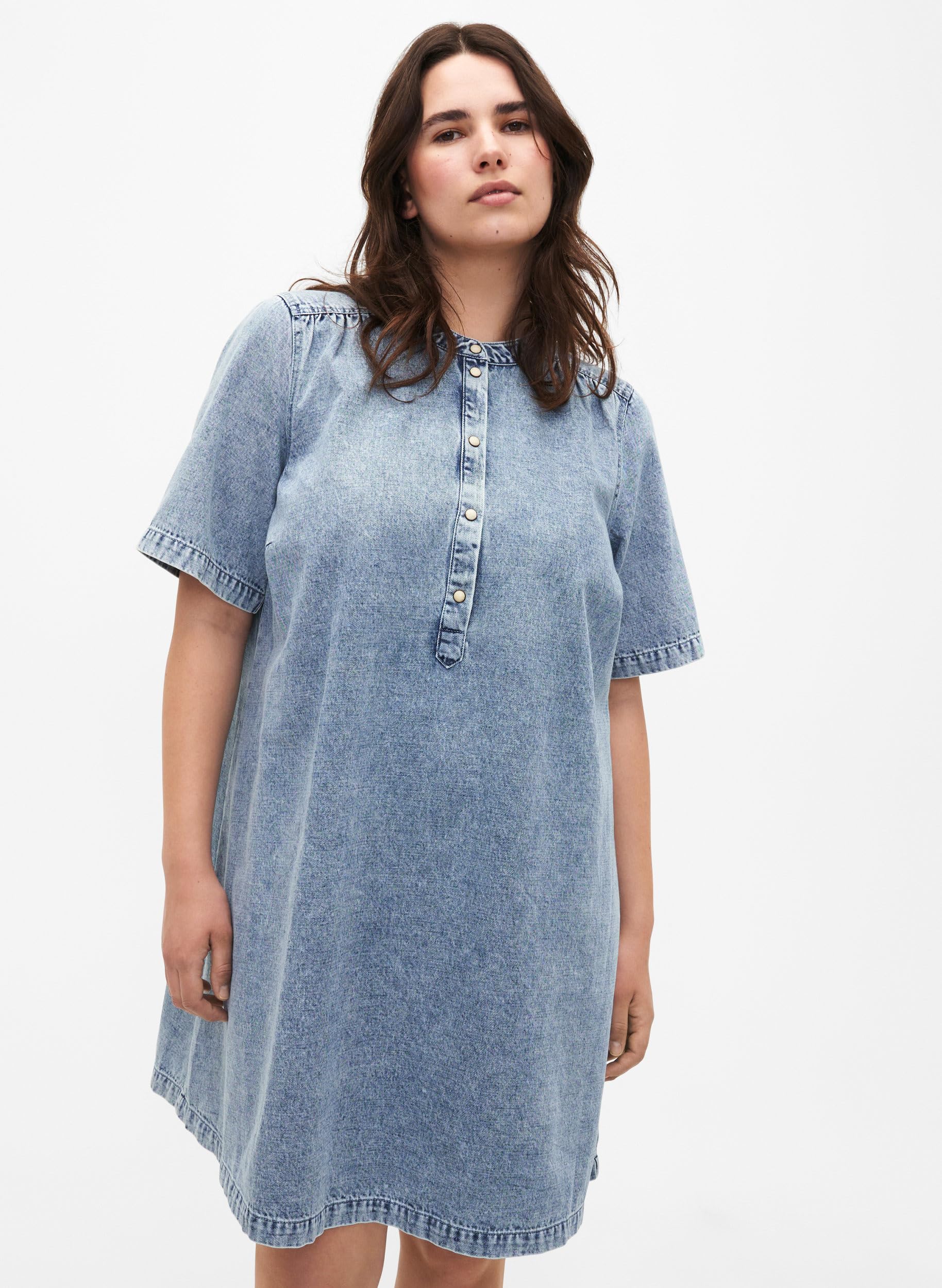 Zizzi Dresses Kleid Denim Kurzarm Baumwolle 42-60