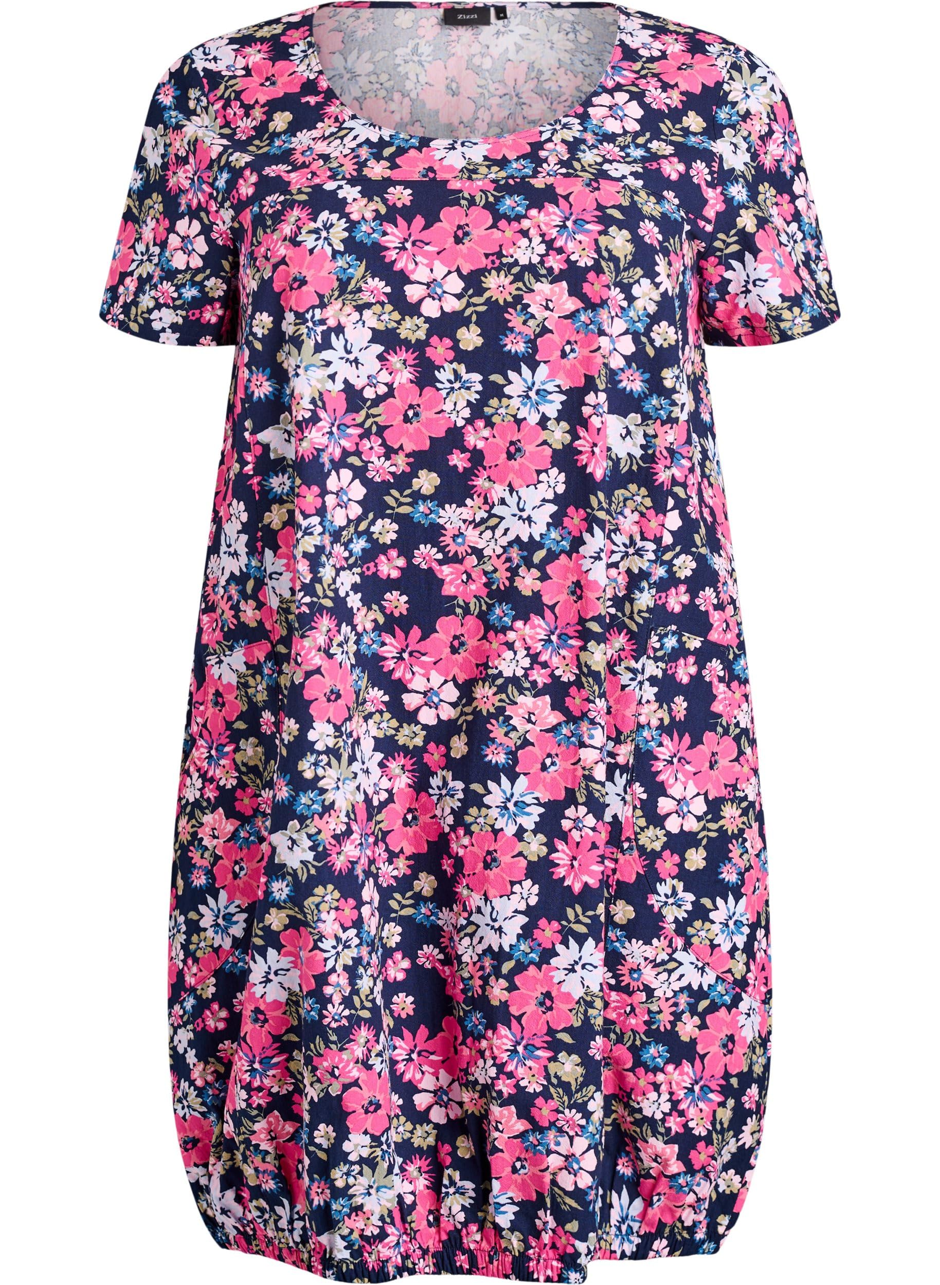 Zizzi Kleid Kurzarm Print Gr. 42-56 Große Größen Sommer
