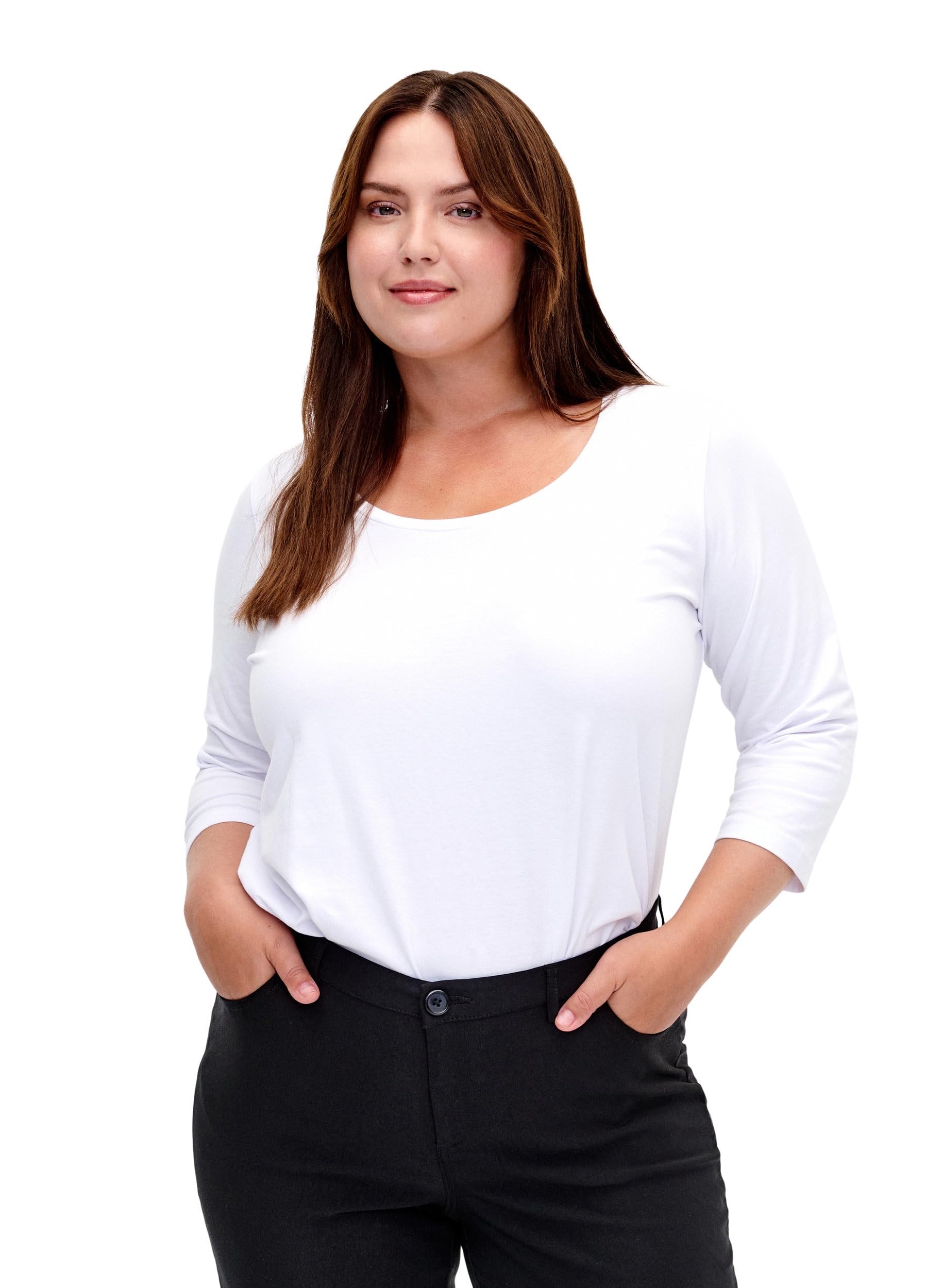 Zizzi Basic T-Shirt 3/4-Arm Große Größen Schwarz