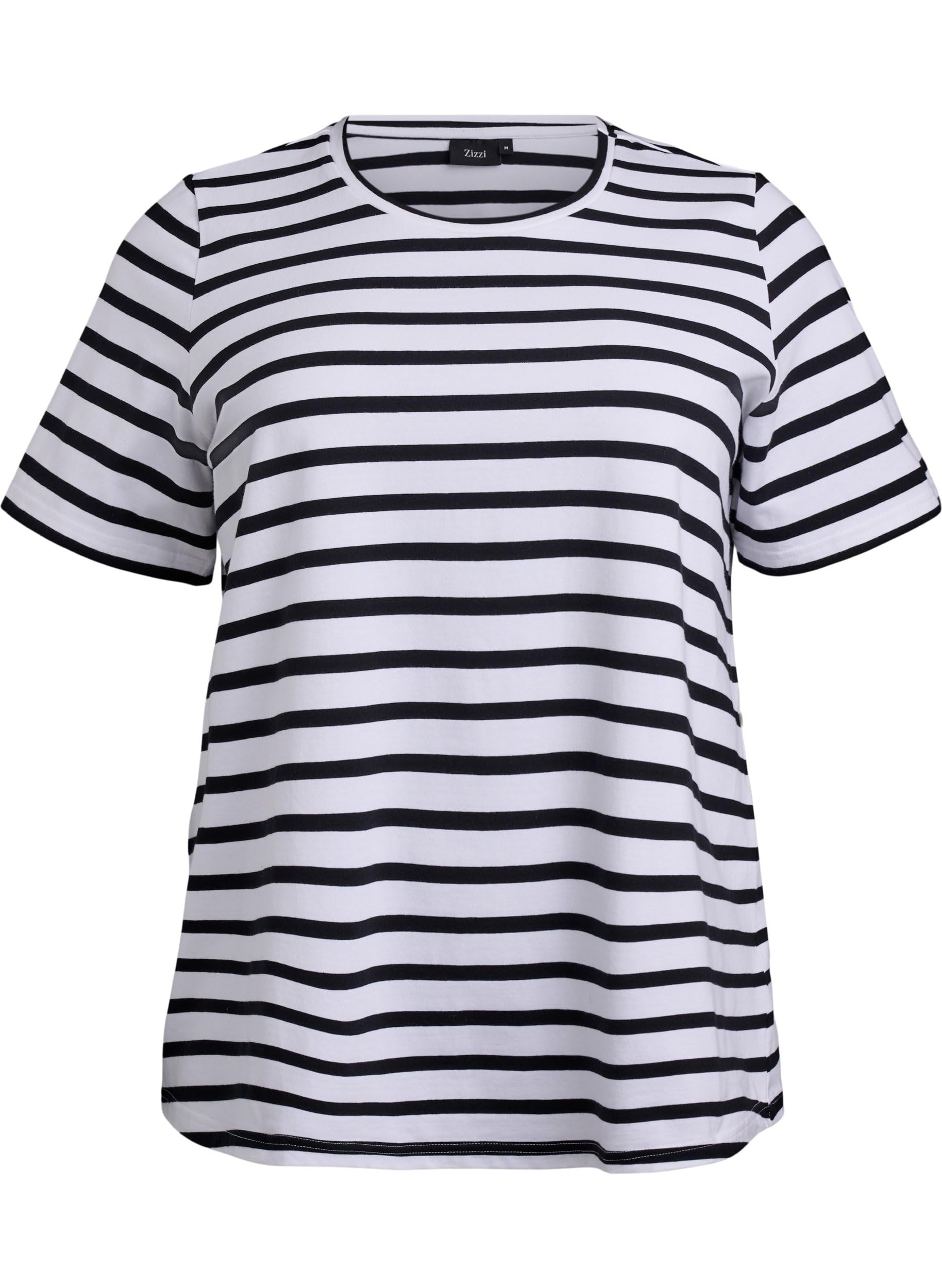 Zizzi T-Shirt Baumwolle Streifen Rundhals Große Größen