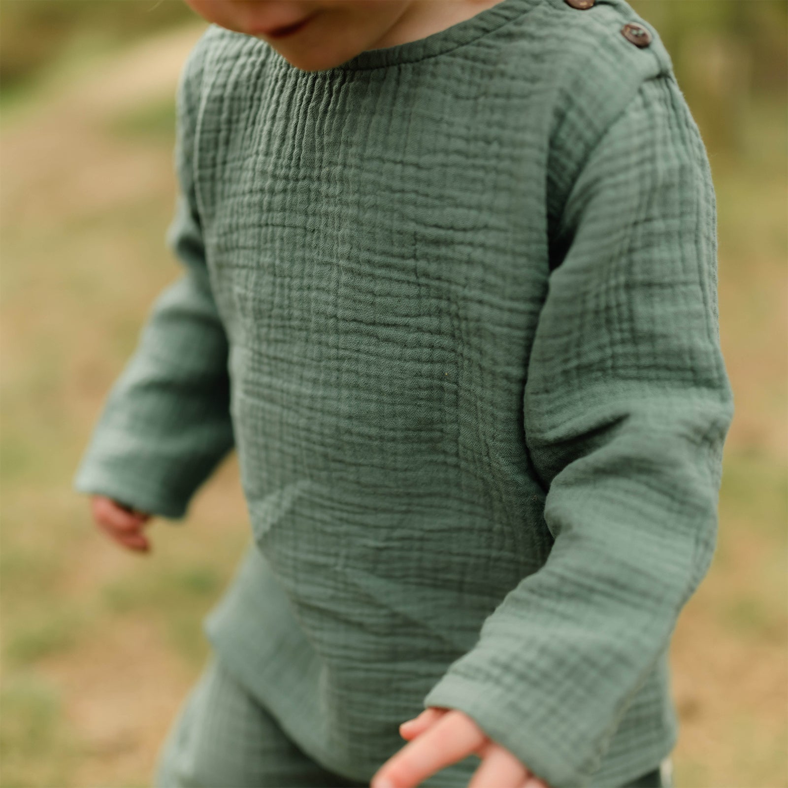 NORDLICHT Longsleeves Norin Musselin Langarmshirt Grün Bio