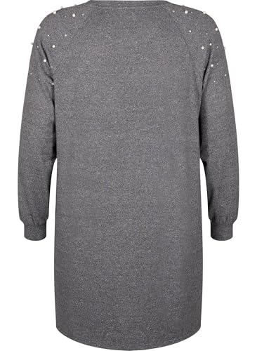 Zizzi Kleid Langarm Rundhals Perlen Große Größen