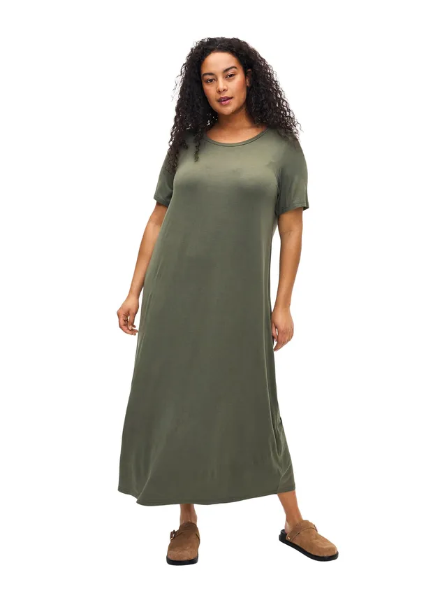 Zizzi Dresses Kleid Viskose kurze Ärmel 7/8 Länge