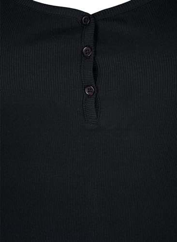 Zizzi Tanktop Damen Gerippt Baumwolle Knöpfe