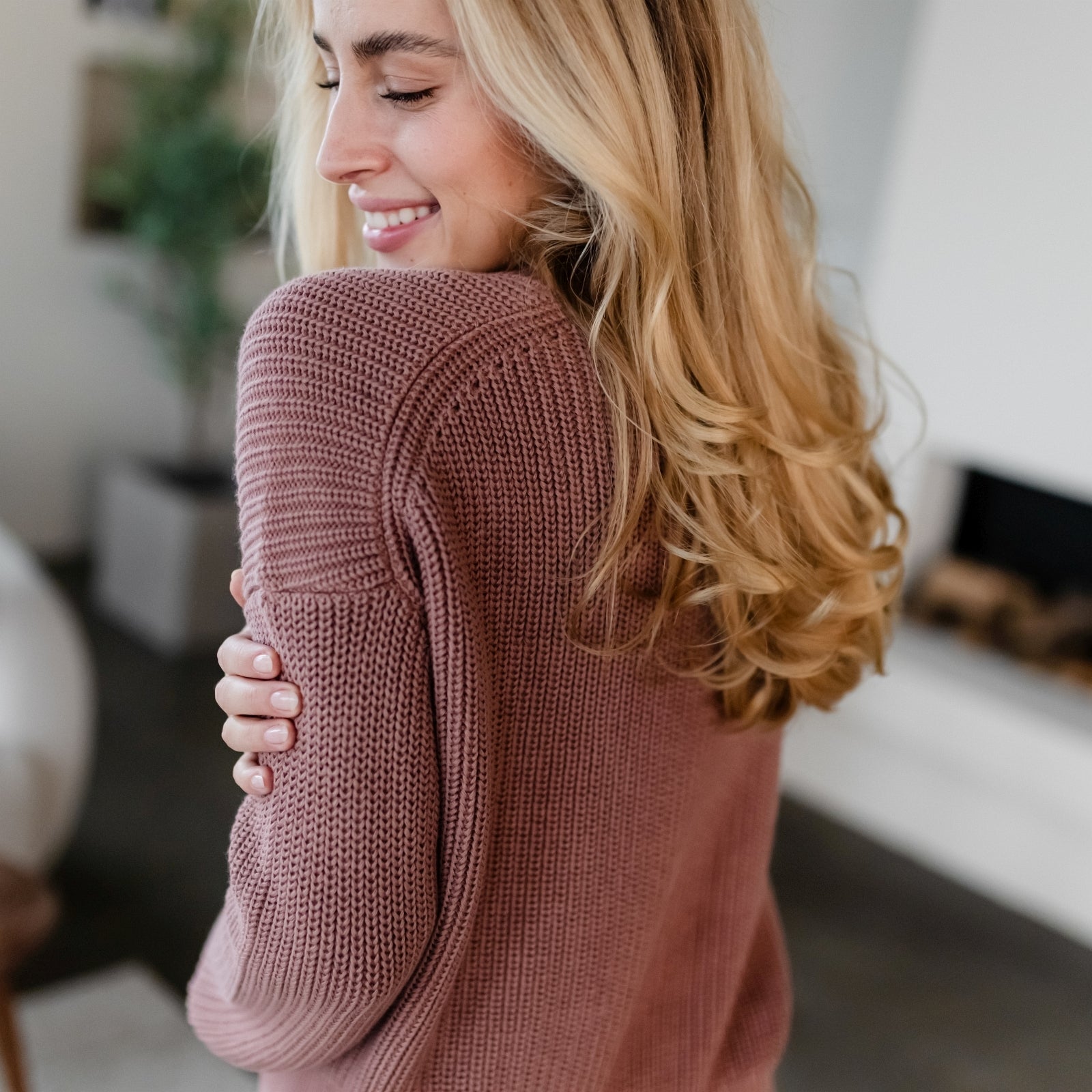Nordlicht Mara Grobstrick Pullover Altrosa Bio-Baumwolle