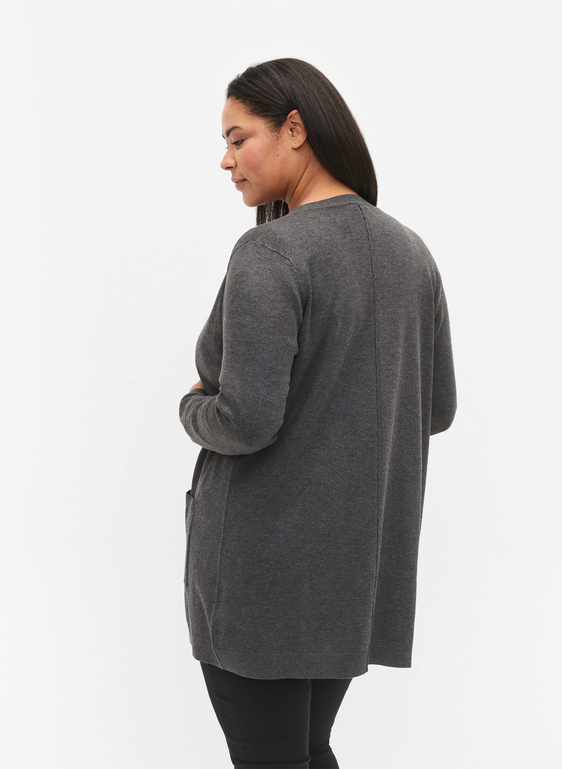 Zizzi Cardigans Strickjacke Damen lang 42-44 Grau