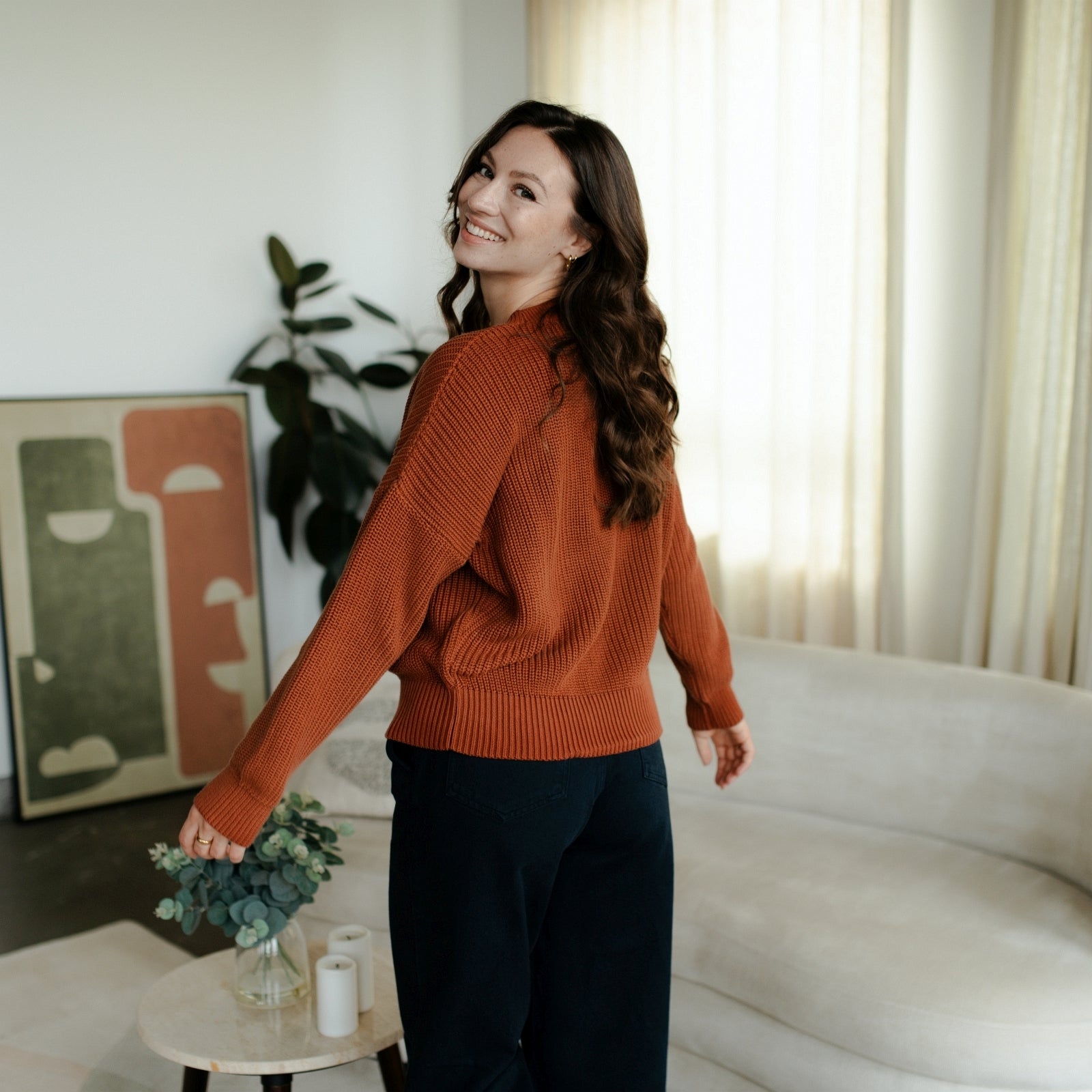 Nordlicht Mara Grobstrick Pullover Rostbraun Bio-Baumwolle