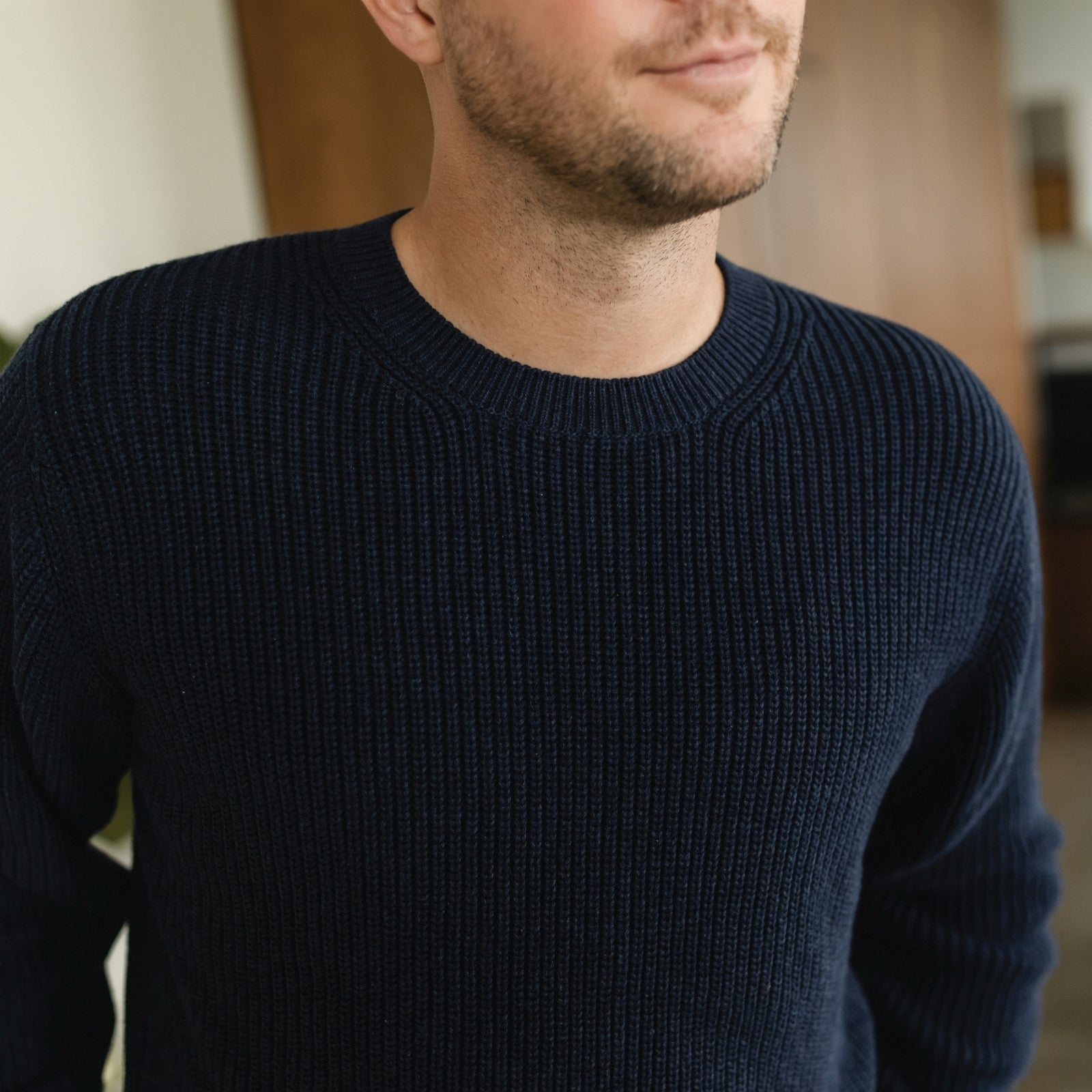 Nordlicht Ole Grobstrick Pullover Herren blau Bio-Baumwolle
