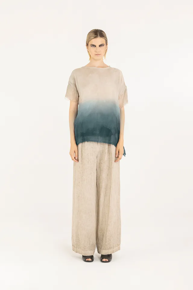 Sanctamuerte Boxy T-Shirt Degradé Viskose-Seide