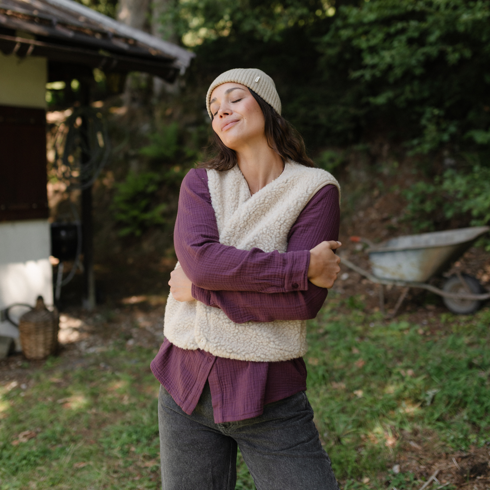 NORDLICHT Freya Feinstrick Mütze Natur Recyclingwolle
