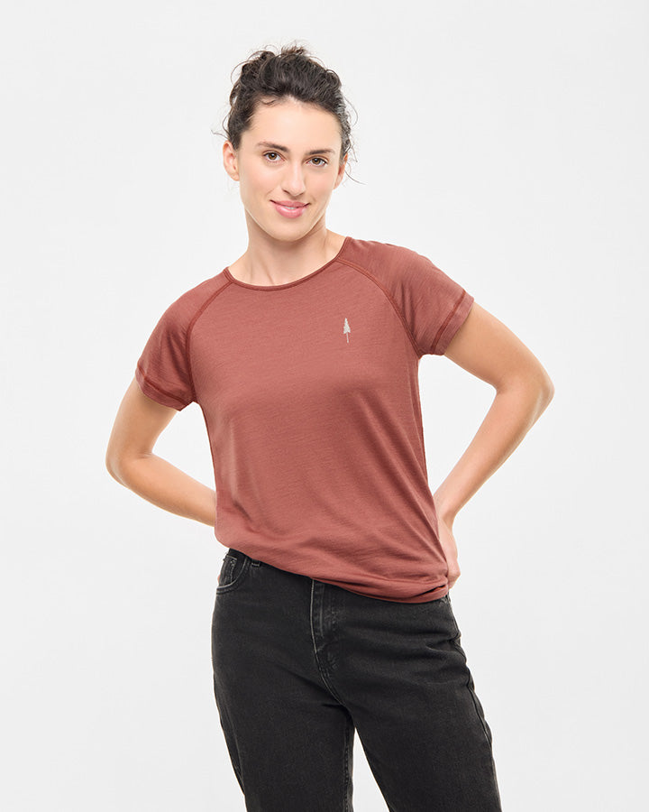 NIKIN TreeShirt Wool Women Tuscan Red Mel T-Shirt Merinowolle