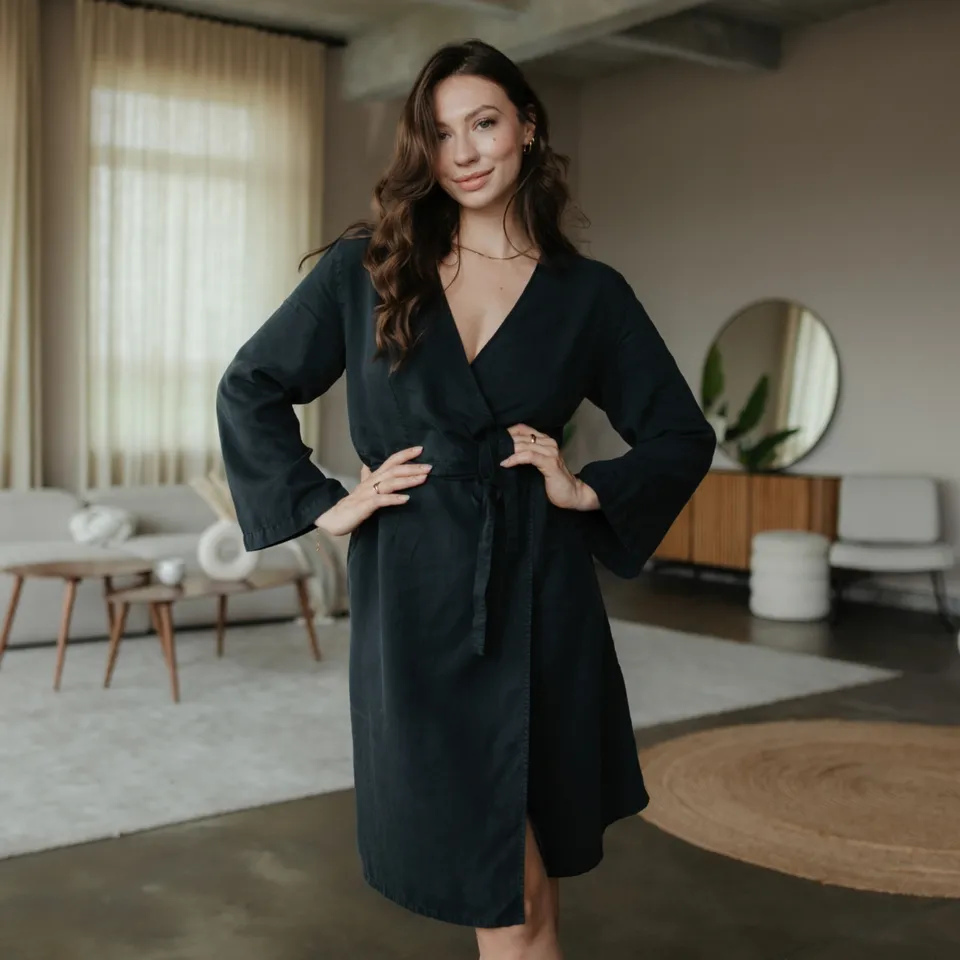 NORDLICHT Kleider Martha Wickelkleid Tencel mittellang