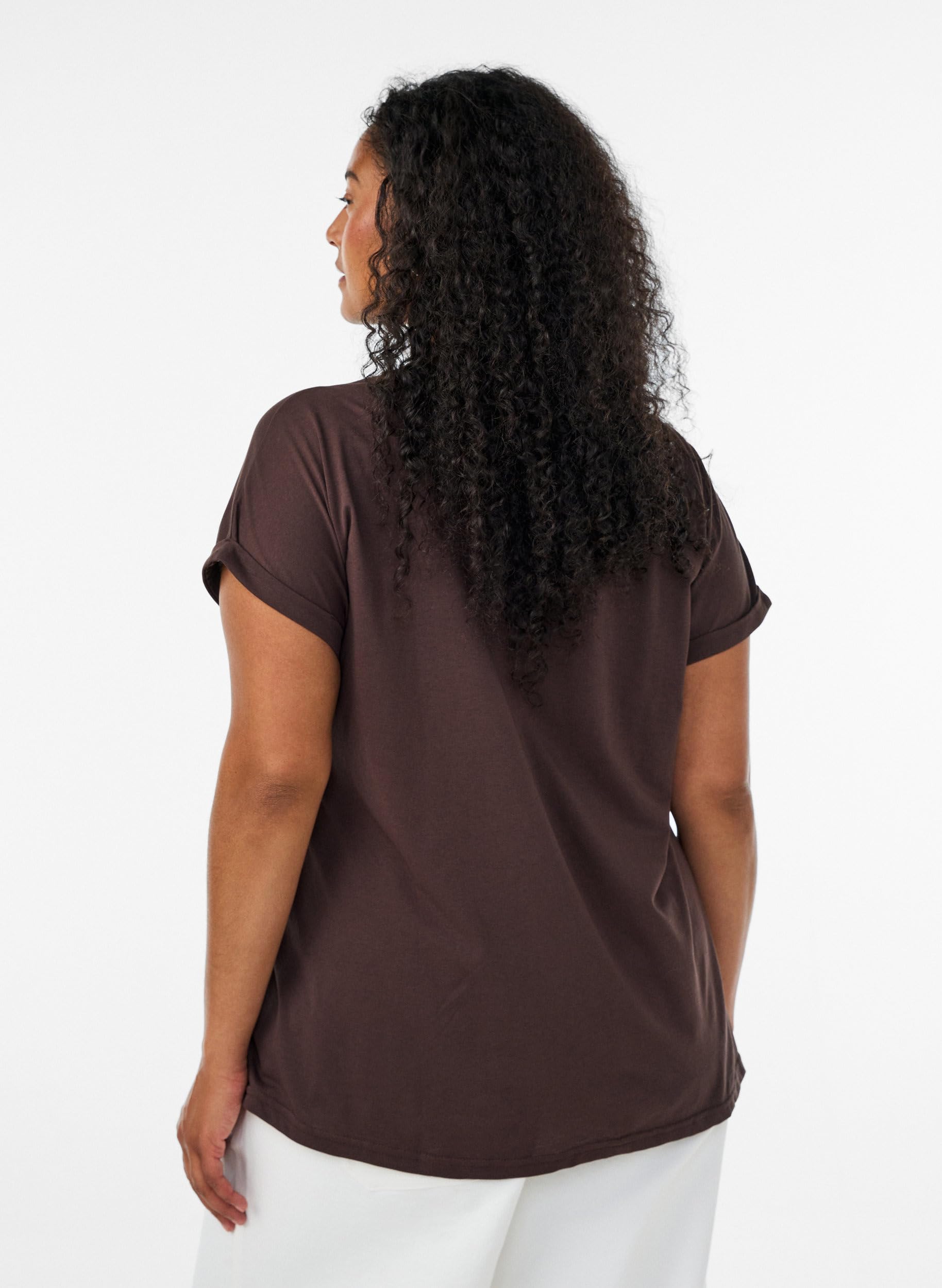 Zizzi T-Shirt Baumwollmix Rundhals Relaxed Fit Große Größen