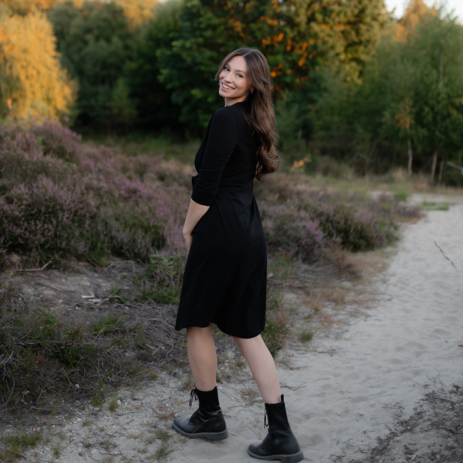 NORDLICHT Greta Langarm Jersey Kleid Schwarz