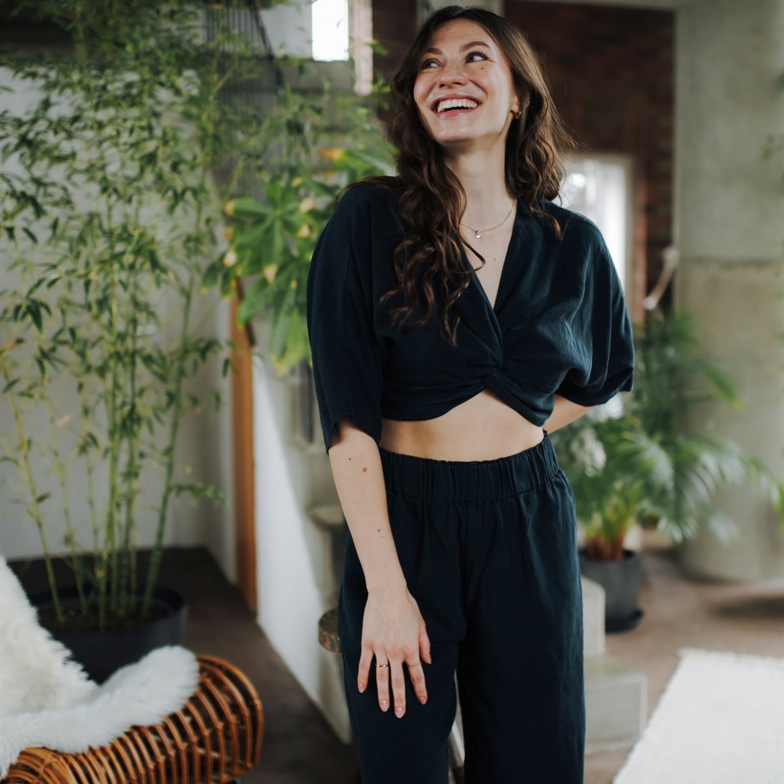 Nordlicht Nora Palazzo Hose Tencel Weit Hoher Bund