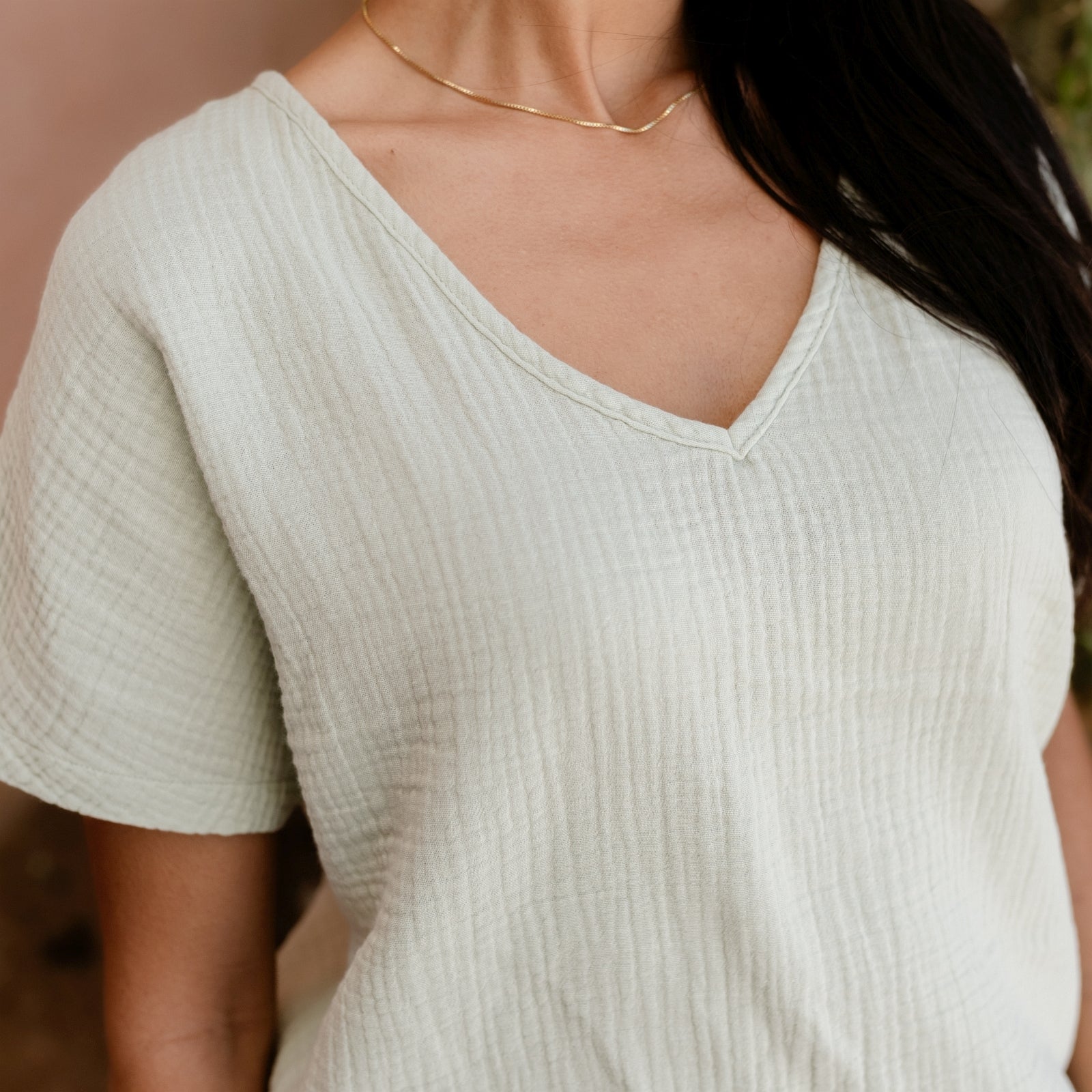 Nordlicht Lidia Musselin T-Shirt V-Ausschnitt Bio-Baumwolle