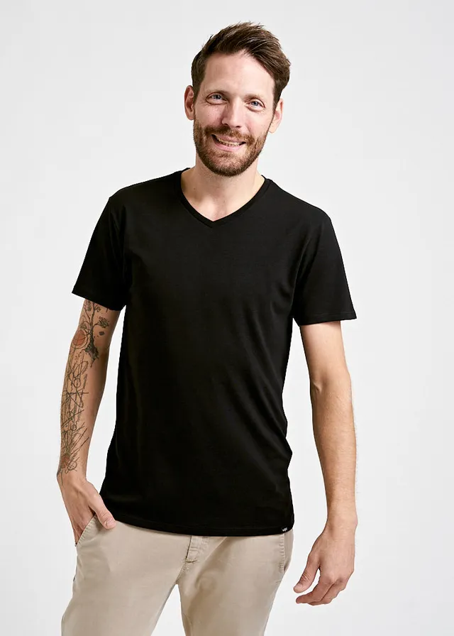 Wijld Alex Woodshirt V-Ausschnitt Shirt Black