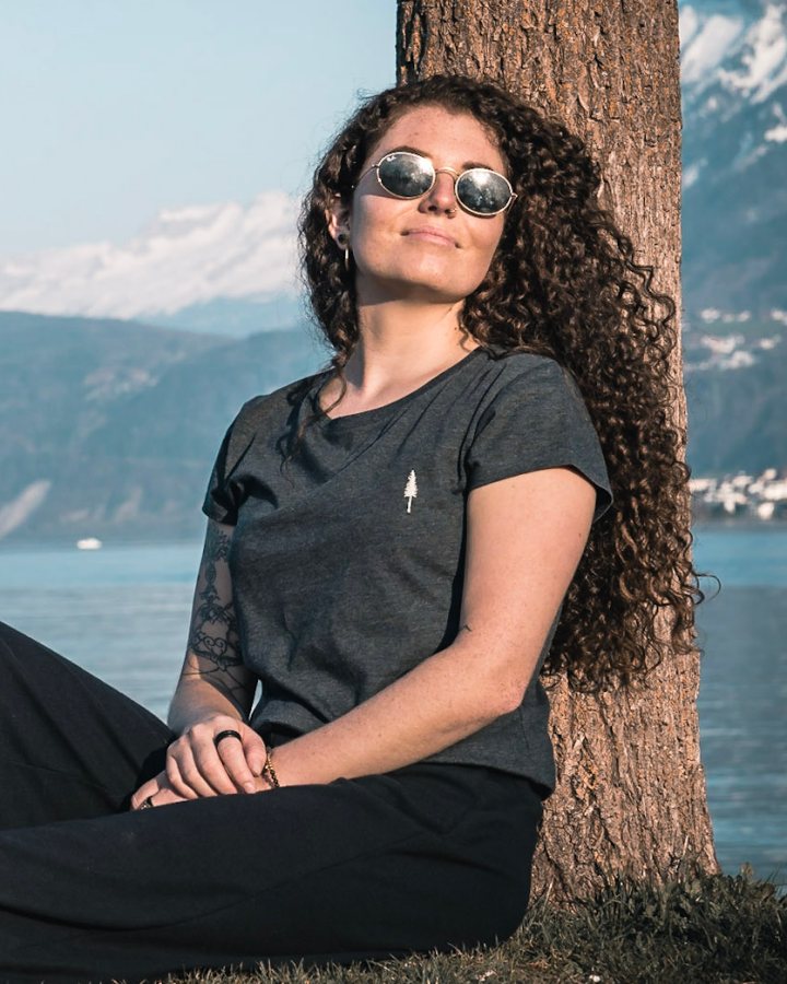 NIKIN TreeShirt Women T-Shirt Black Mel Bio-Baumwolle Damen