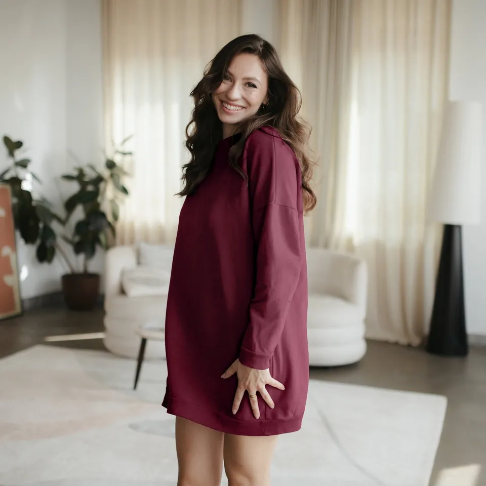 NORDLICHT Malin Sweat Kleid Rot Bio-Baumwolle