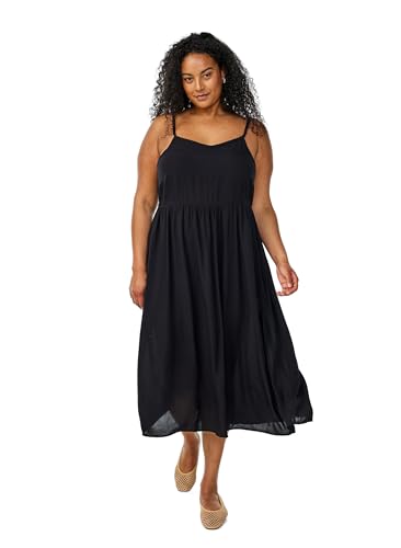 Zizzi Dresses Trägerkleid Midi Viskose Print V-Ausschnitt 42-60