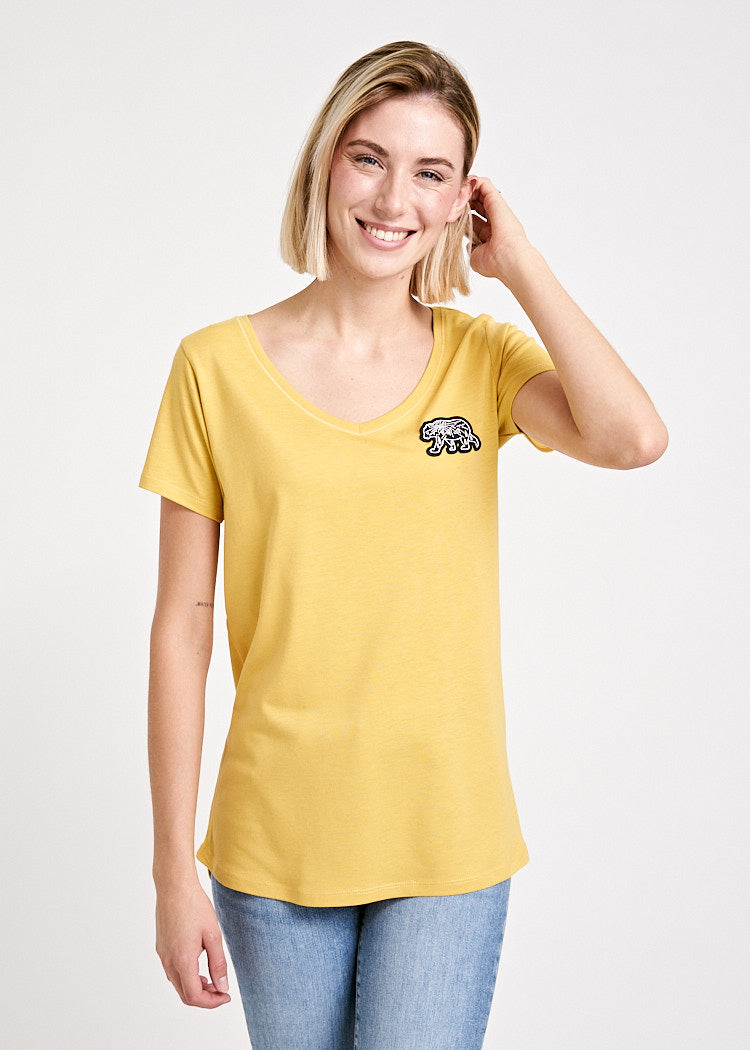 Wijld V WoodShirt Walking Bear Damen Shirt Ocker