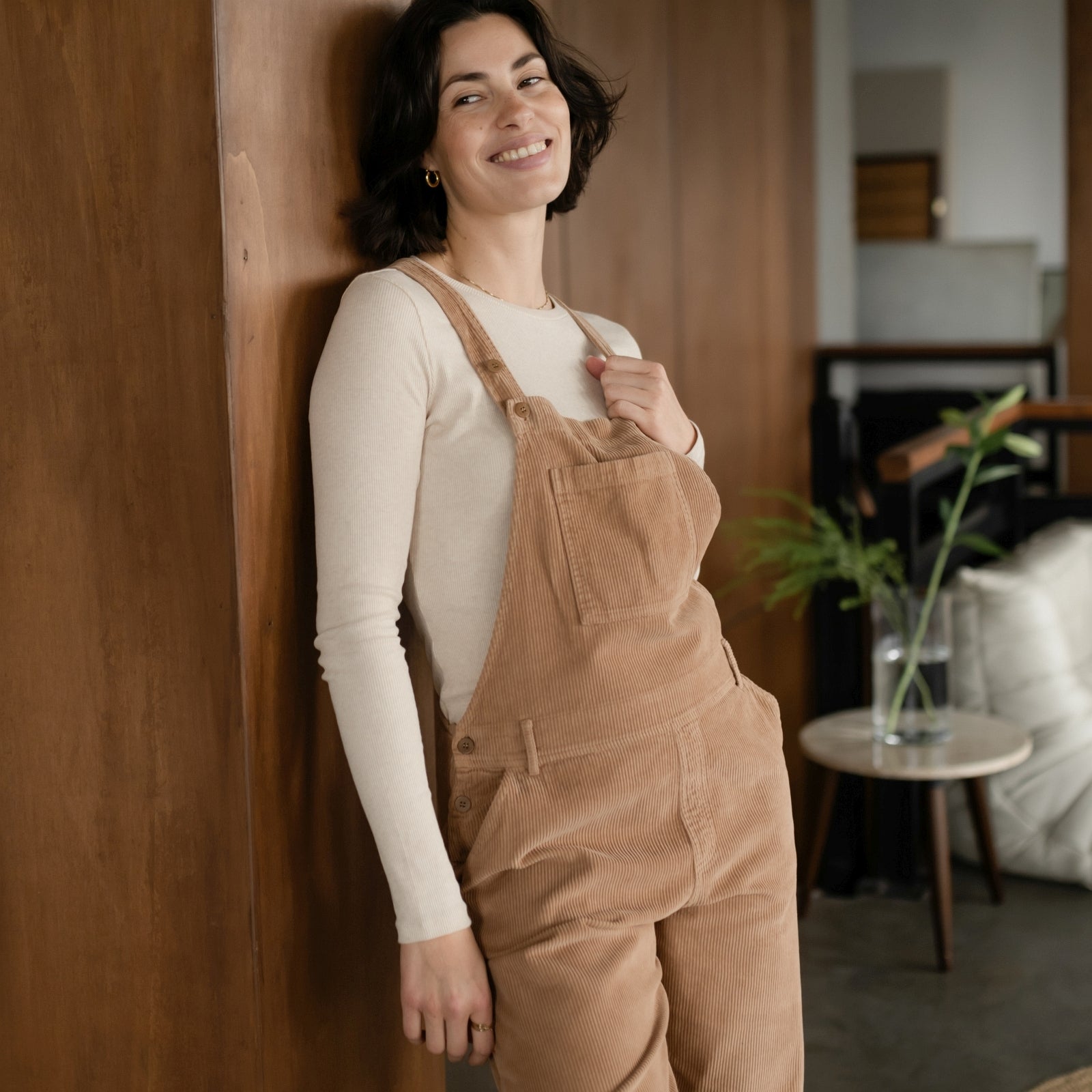 Nordlicht Liv Cord Latzhose Damen Hellbraun Bio-Baumwolle