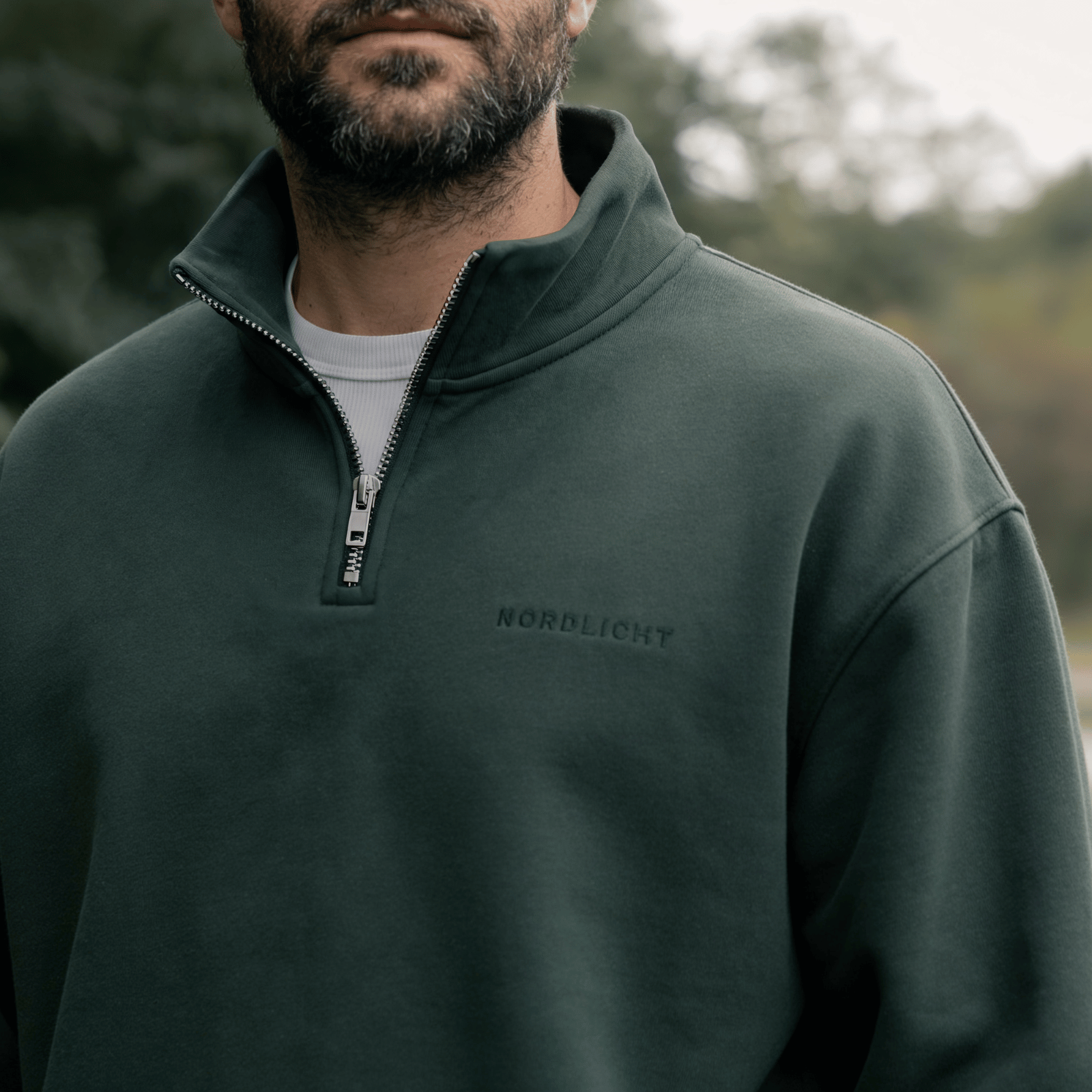 NORDLICHT Flinn Half-Zip Sweater Herren Grün Baumwolle