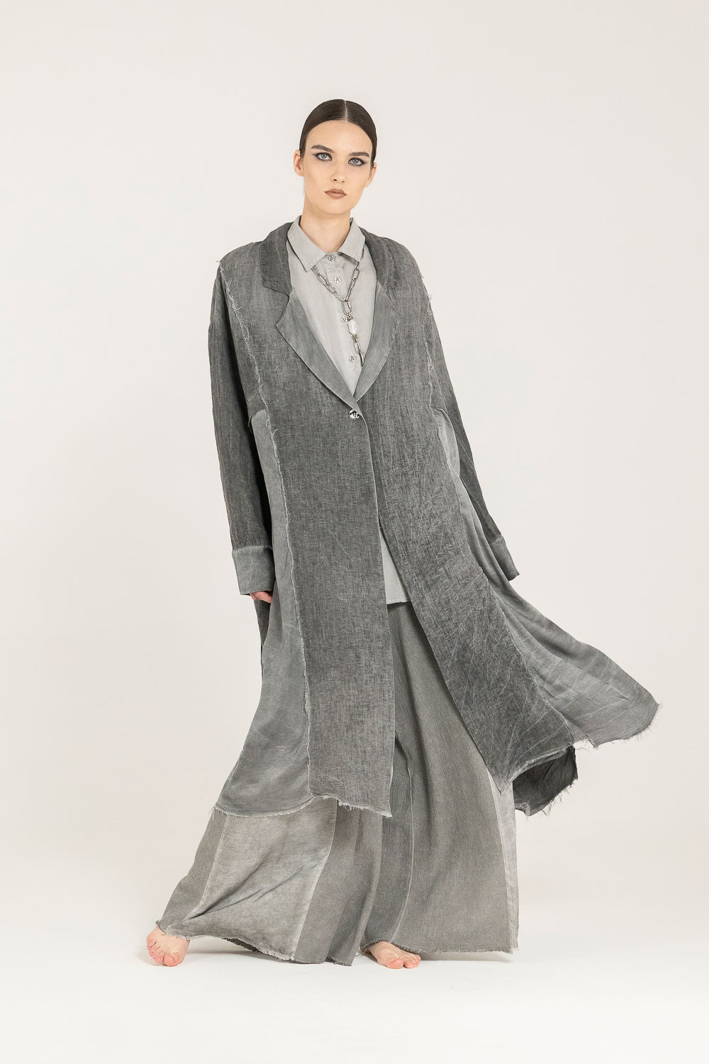 Sanctamuerte Capispalla Spolverino Blazer Leinen