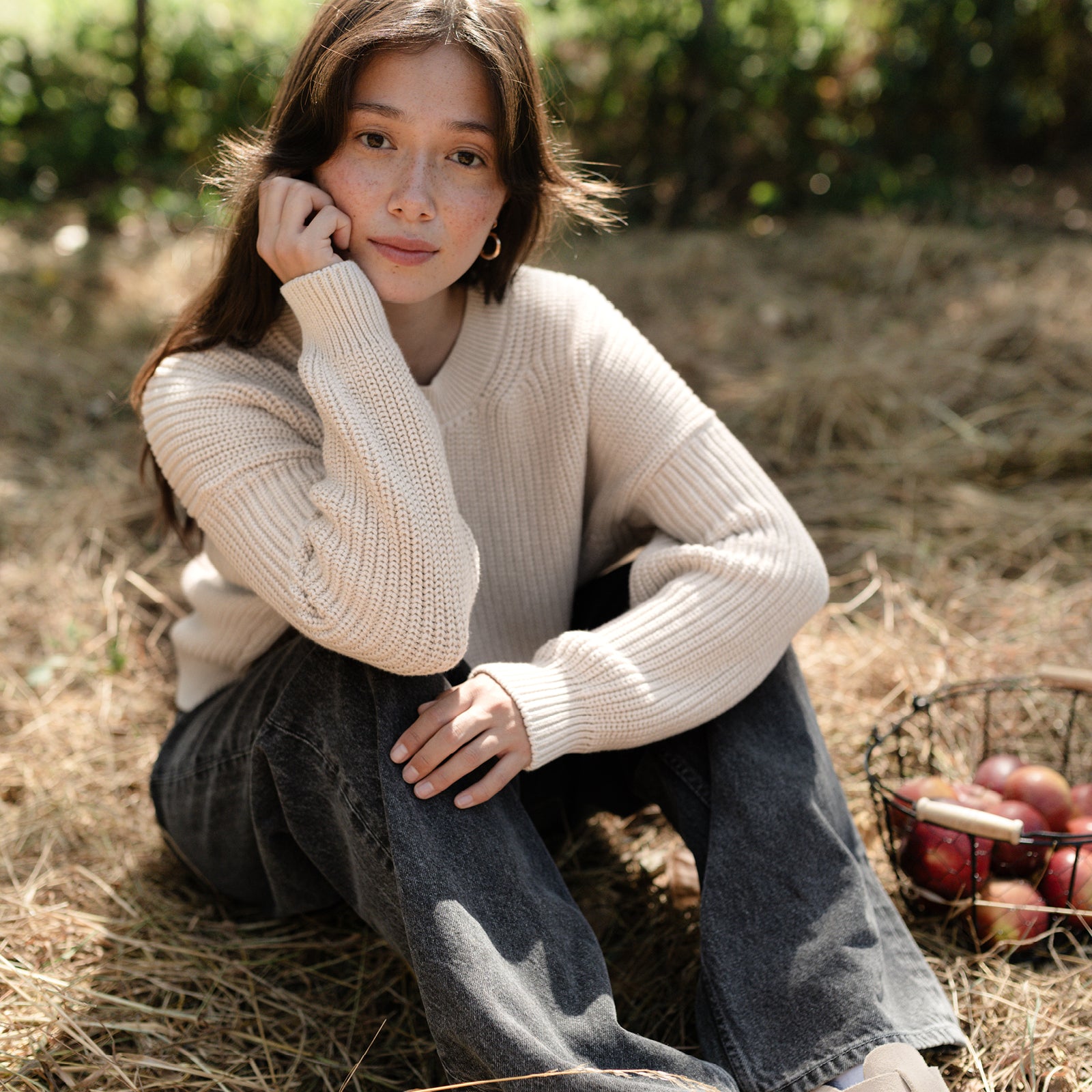 NORDLICHT Mara Grobstrick Pullover sand Bio-Baumwolle
