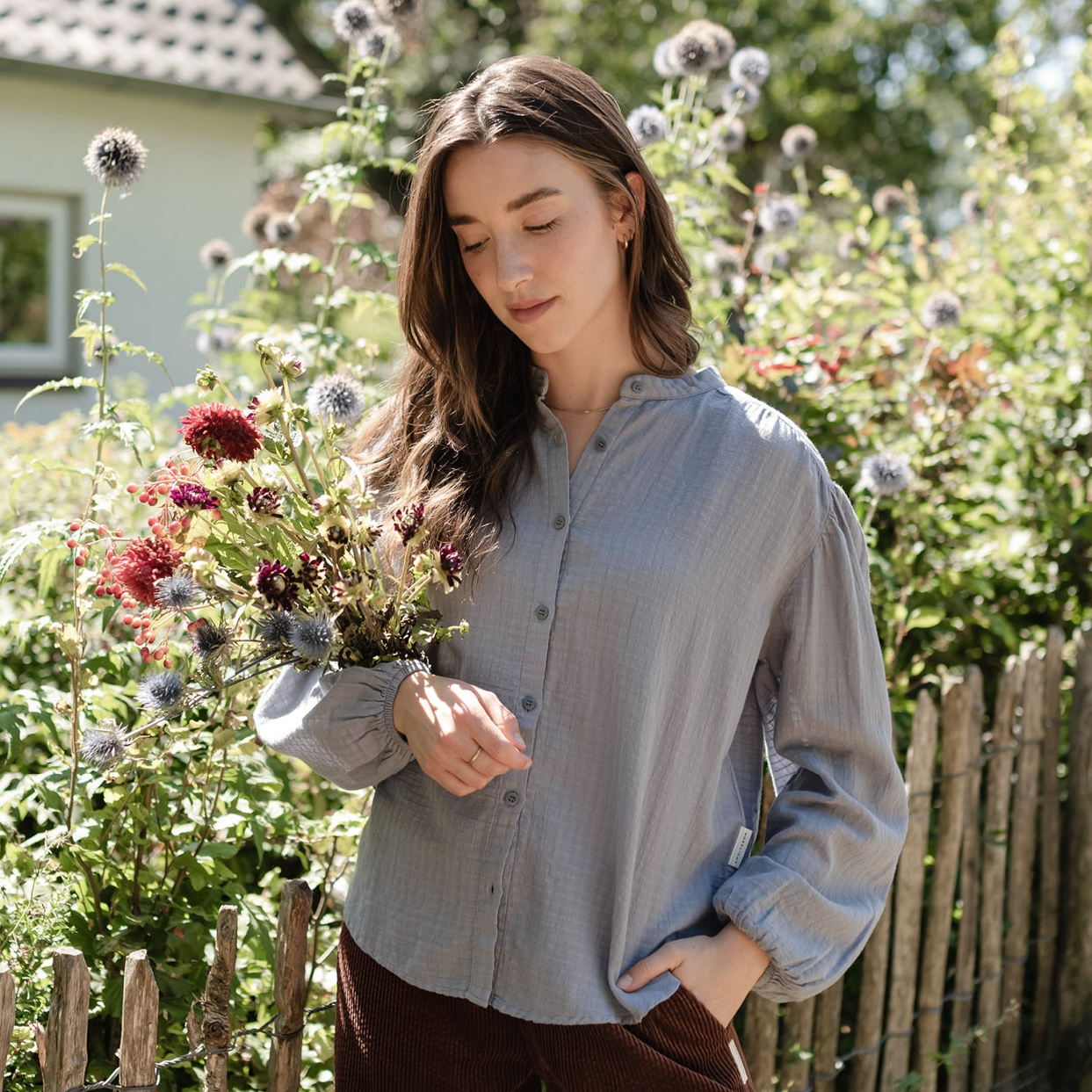 Nordlicht Hilda Boho Bluse Blau Jacquard