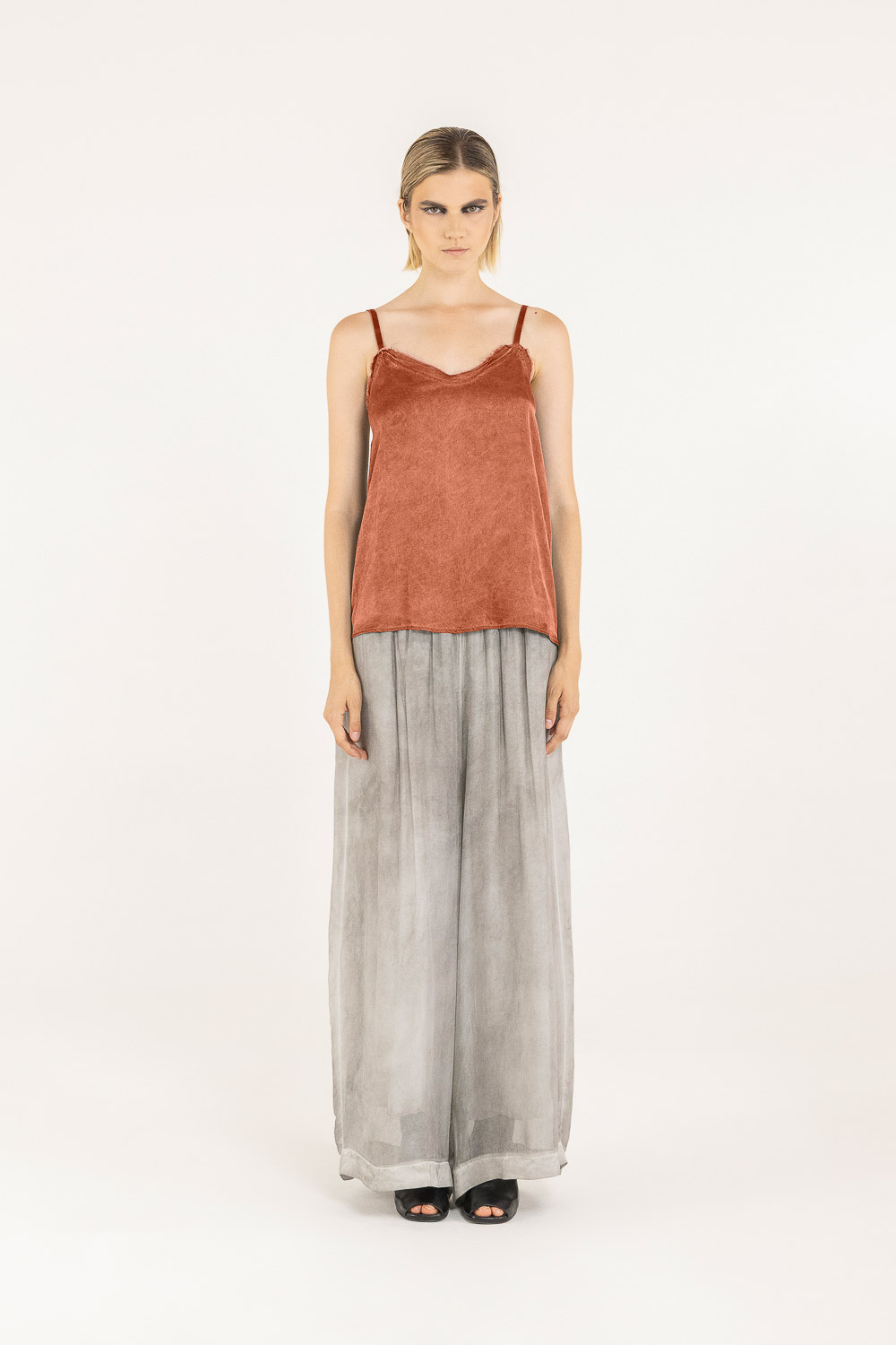 Sanctamuerte Top Tank Top Viskosesatin verstellbar