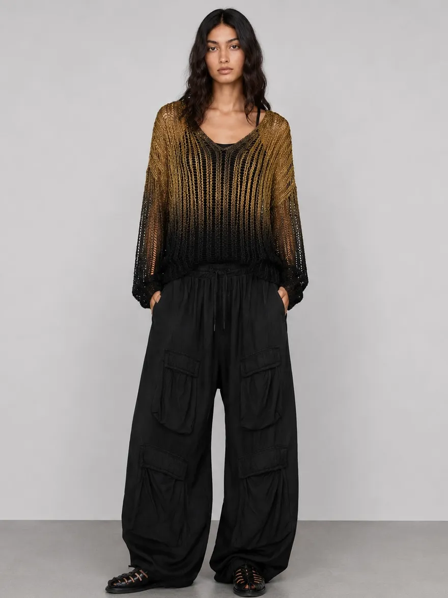 Sanctamuerte Maglieria Maxi Maglia Over Pullover V-Ausschnitt