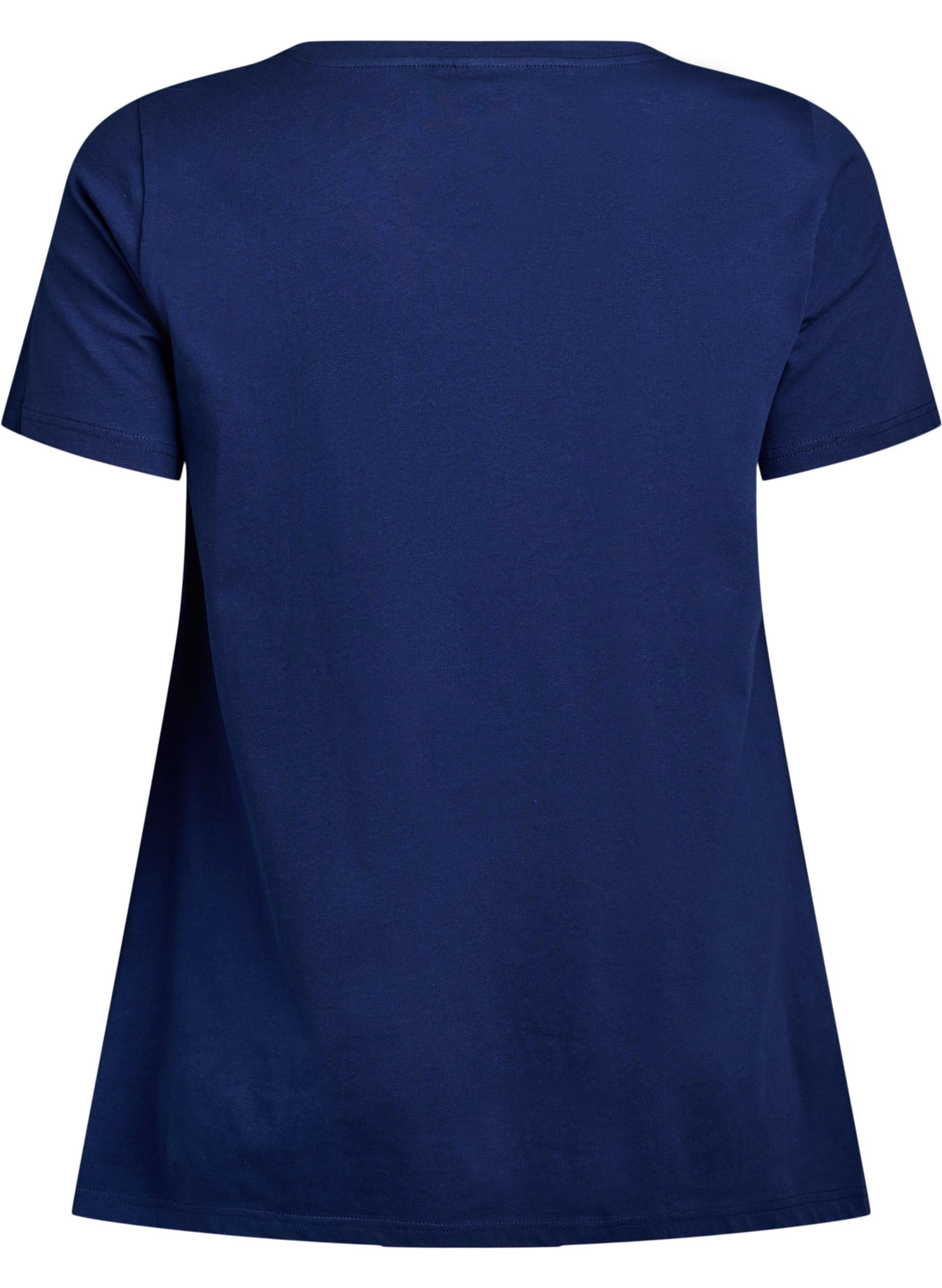 Zizzi T-Shirt Baumwolle A-Form Rundhals Naval Academy 42-44