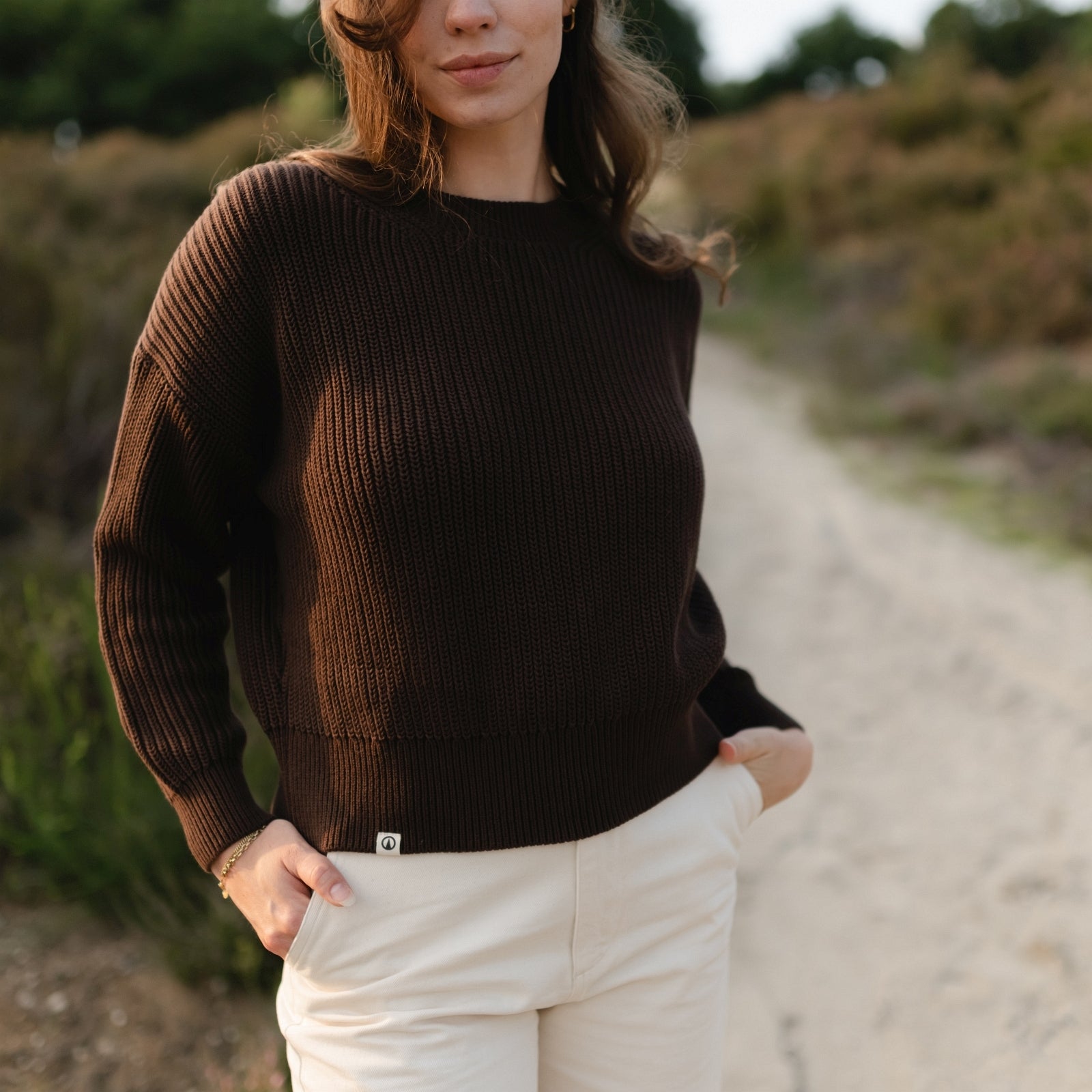 NORDLICHT Mara Grobstrick Pullover Braun Bio-Baumwolle