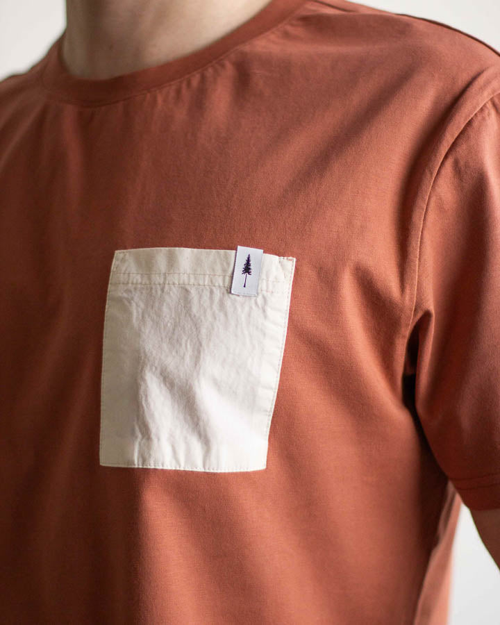 NIKIN TreeShirt Pocket Spatz T-Shirt Rehbraun Regular Fit
