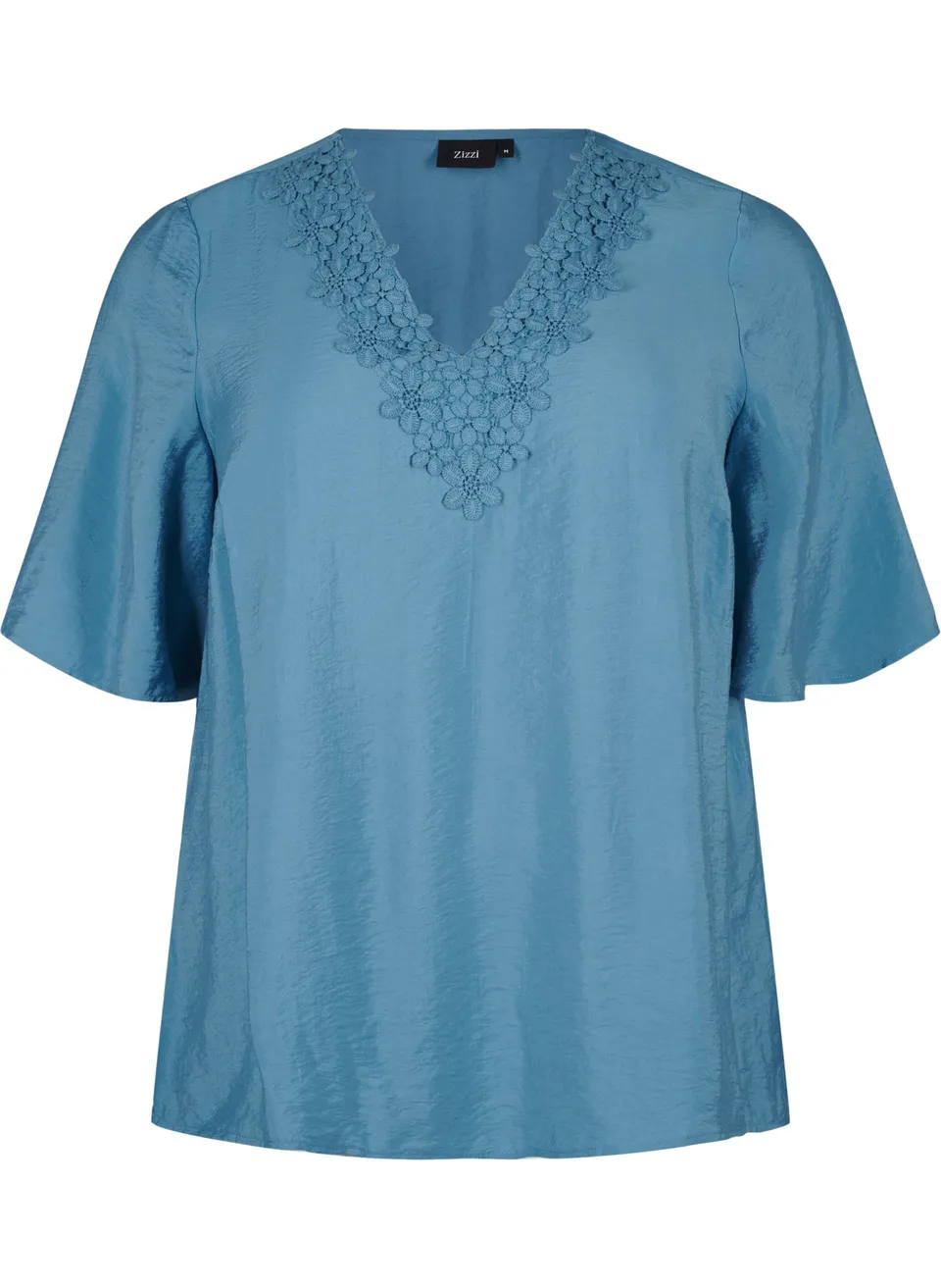 Zizzi Blouses & Shirts Bluse Kurzarm V-Ausschnitt Stickerei