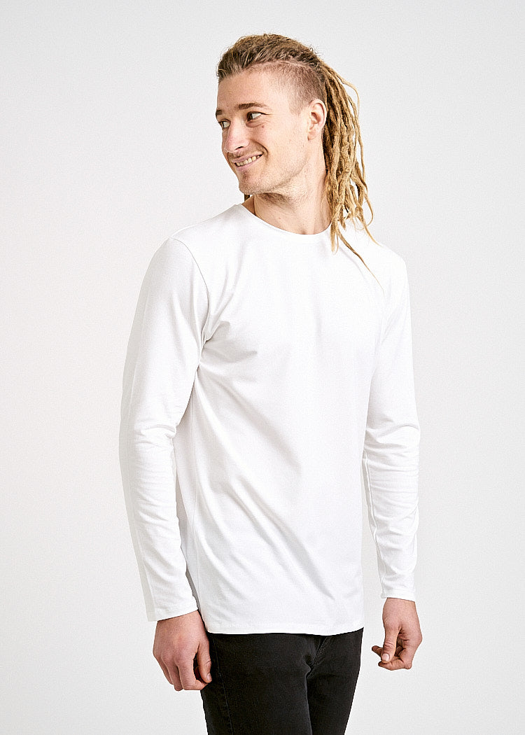 Wijld David Langarmshirt Bright White Herren Lyocell L