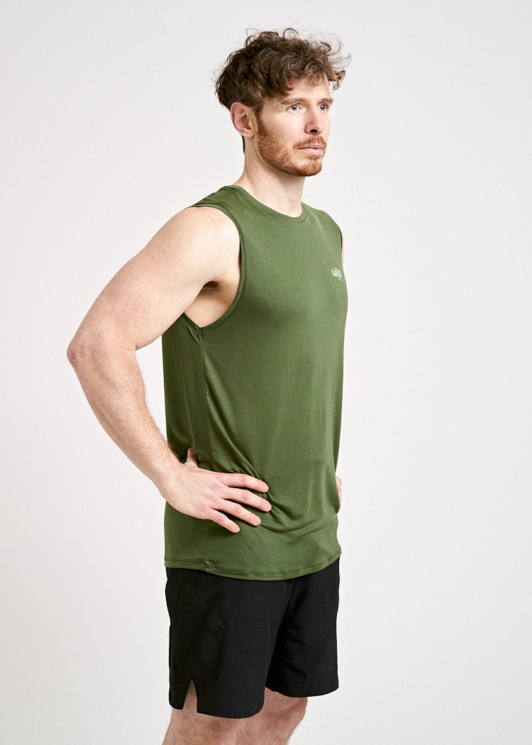 Wijld Sleeveless Herren Sportshirt Olive Lyocell