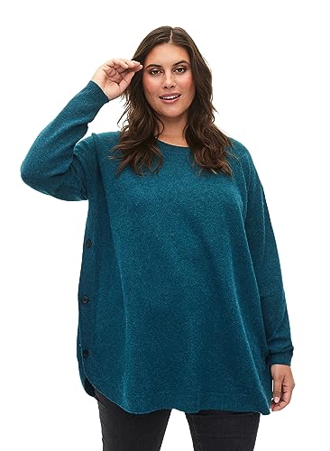 Zizzi Strickbluse Damen Rundhals Ripp Oversize