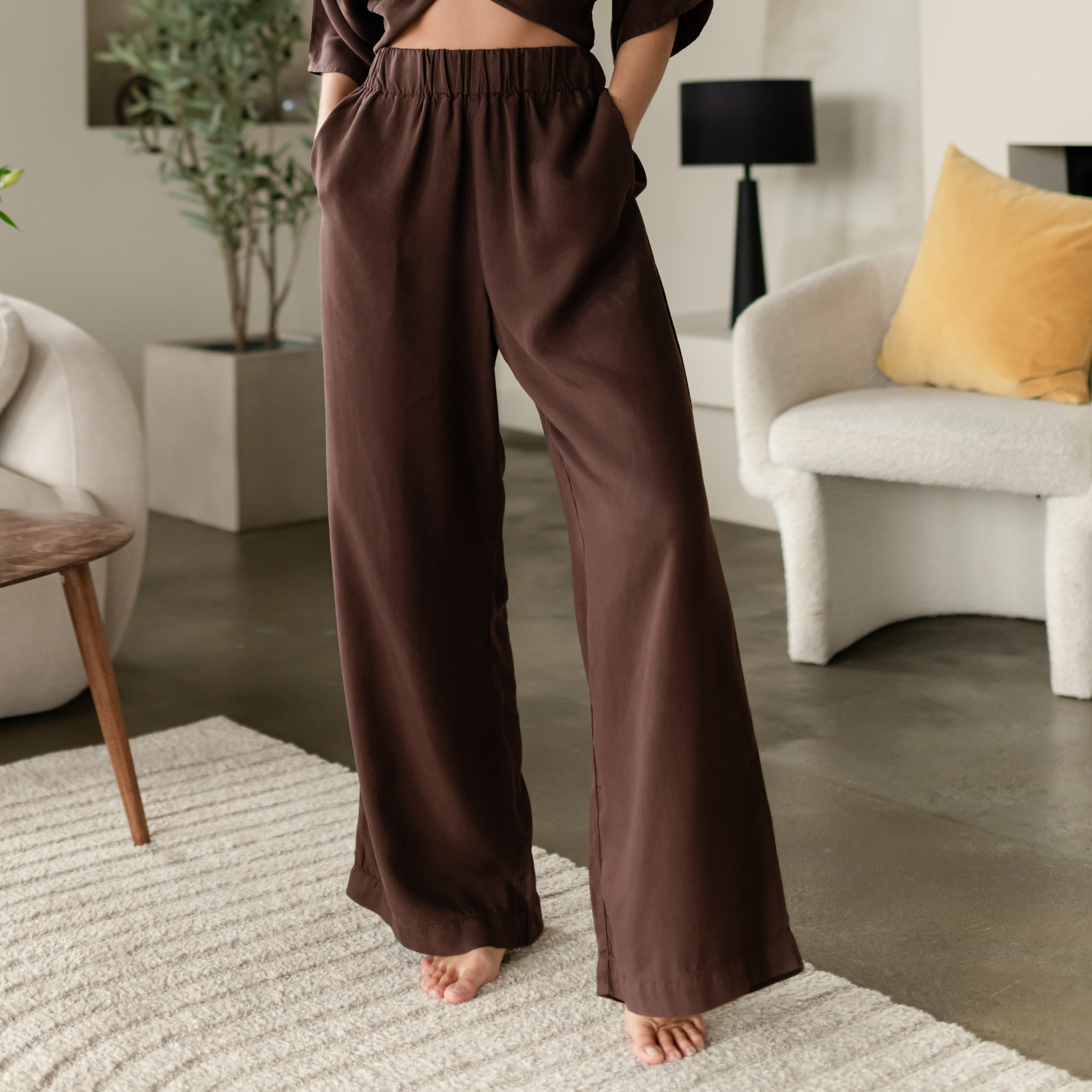 NORDLICHT Nora Palazzo Hose braun Tencel weit